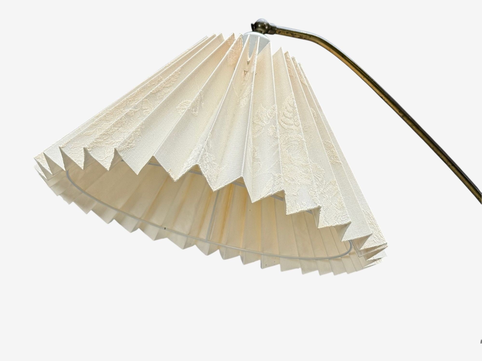 Swedish Modern, Brass, Fabric, Floor Lamp, Sweden, 1950s