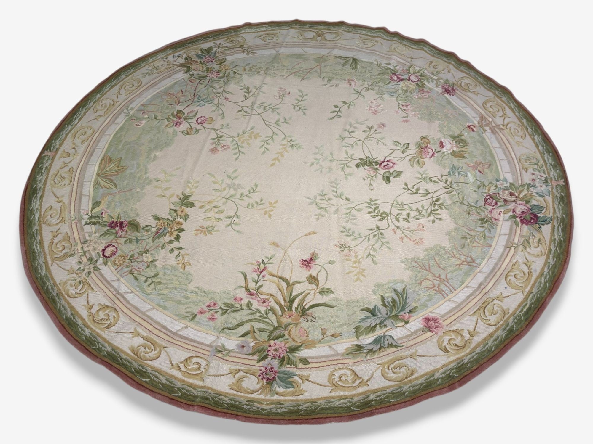 Traditional, Chinese Round Carpet, 12 Foot Diam, 1940s