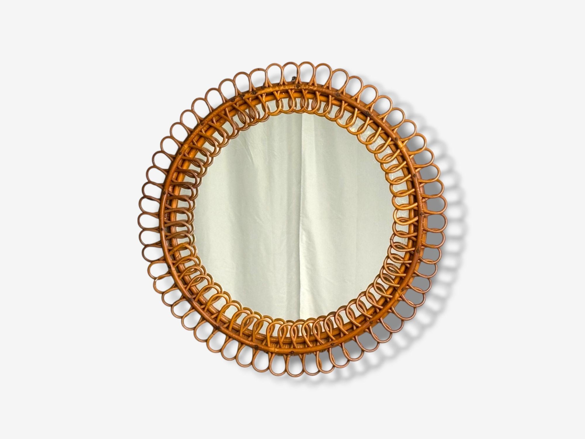 Franco Albini attr., Italian Modern, Bamboo, Cane, Wall Mirror, Italy, 1950s