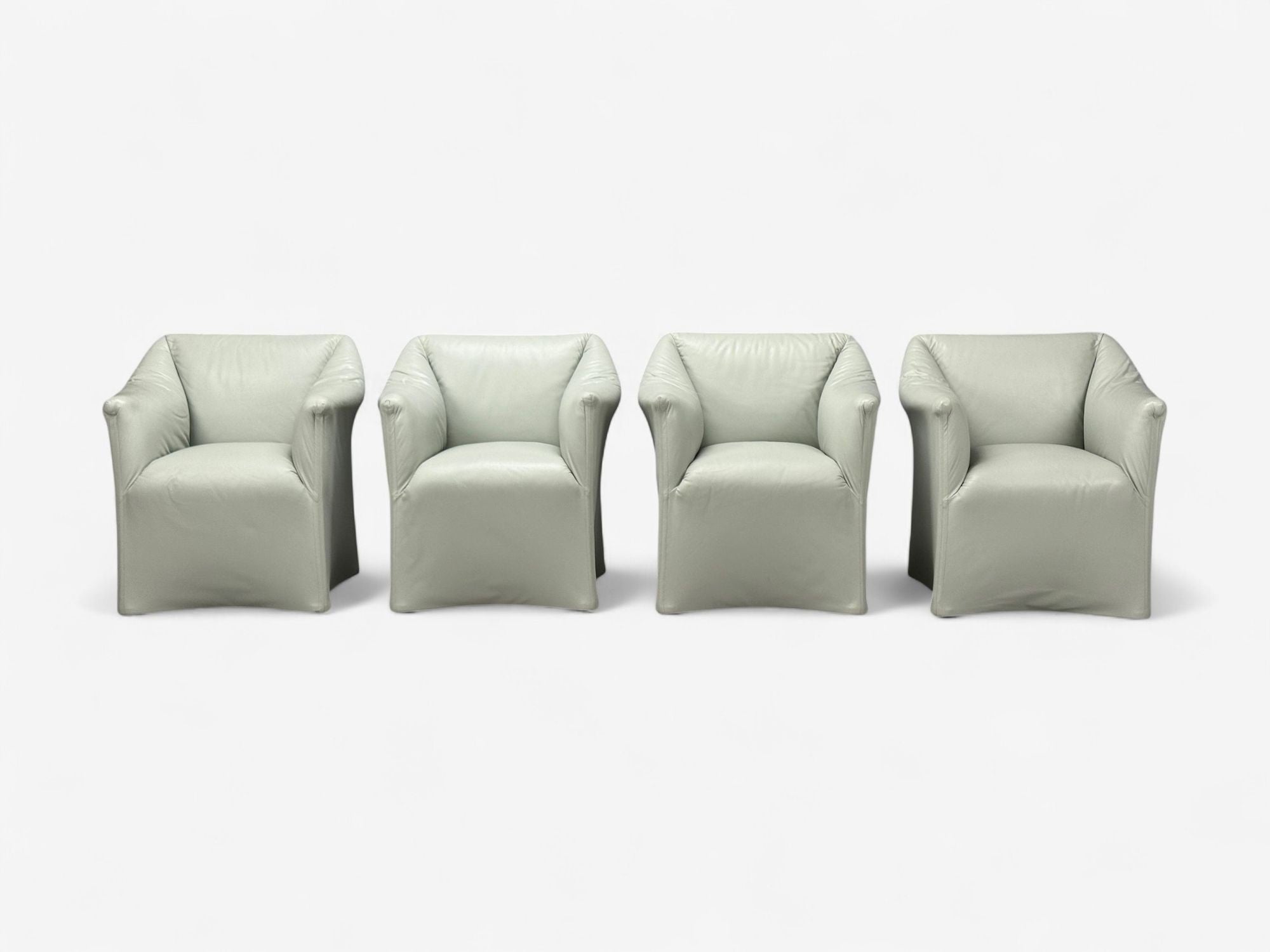 Mario Bellini, Italian Modern, Leather, Four Model 684 Armchairs, Italy, 1980s