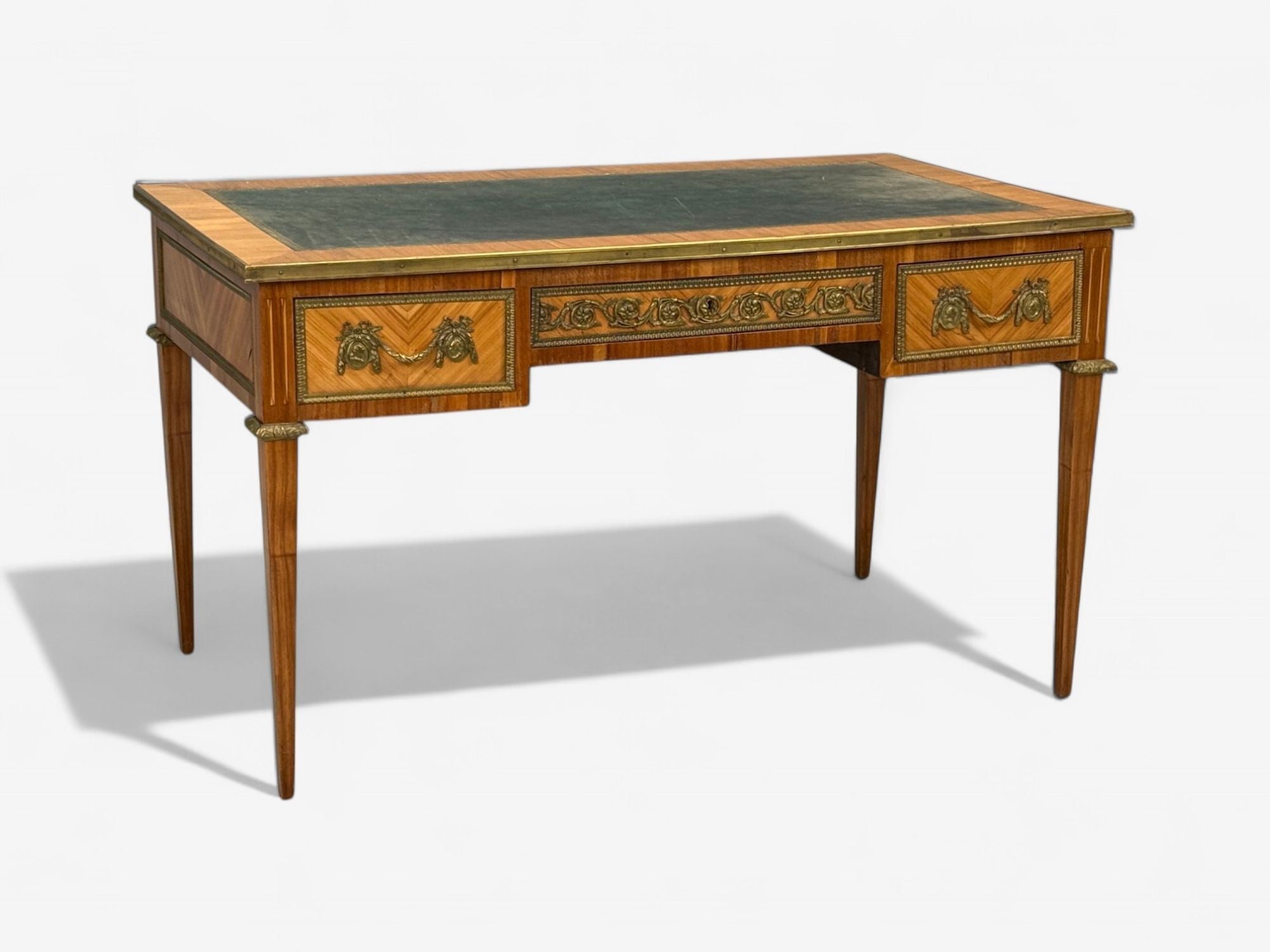 Louis XVI Style, Marquetry, Leather, Writing Desk, France, 19th.