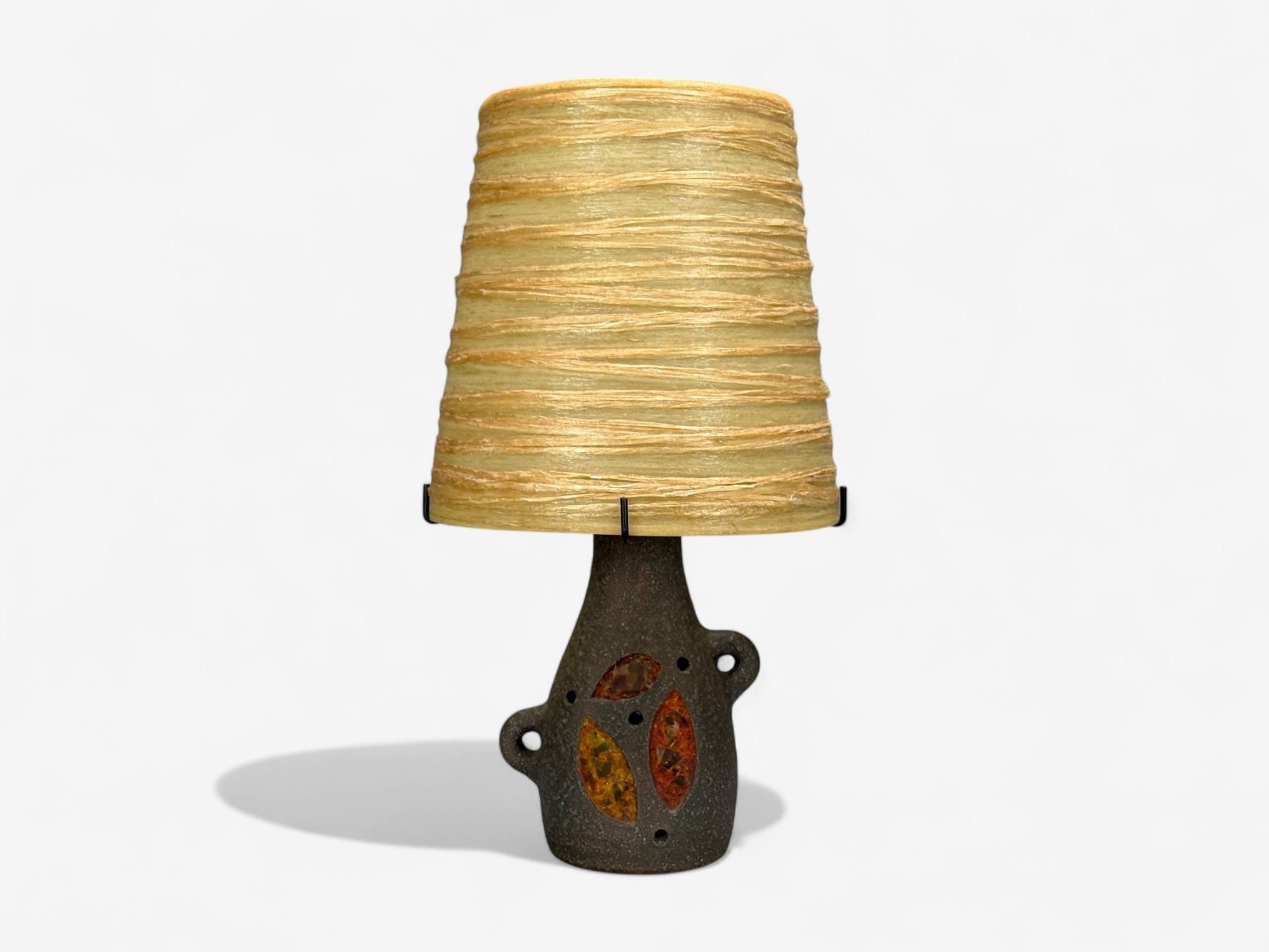 Accolay, Ceramic, Stained Glass, Spun Resin, Table Lamp, France, 1960s