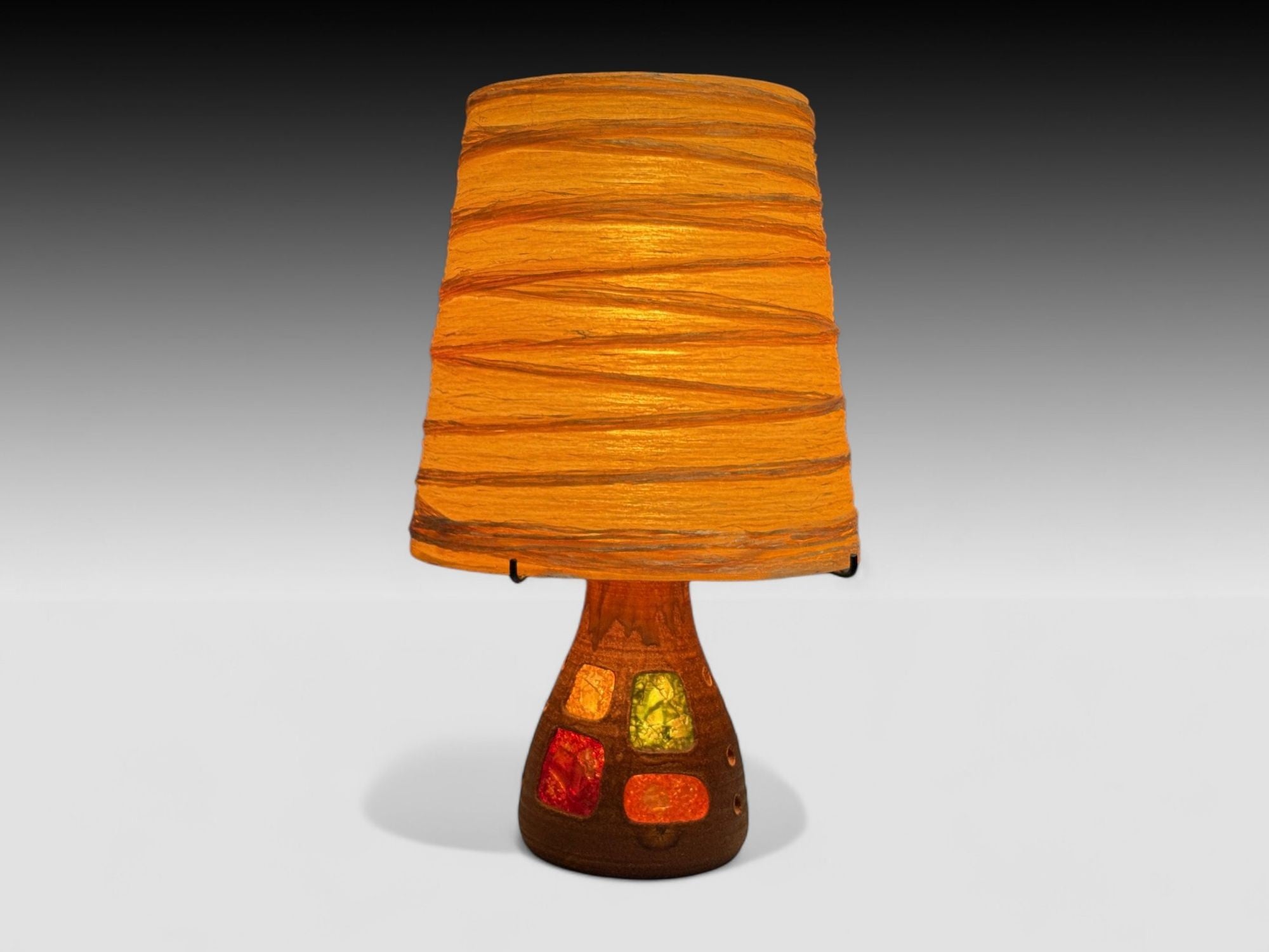Accolay, Ceramic, Stained Glass, Spun Resin, Table Lamp, France, 1960s
