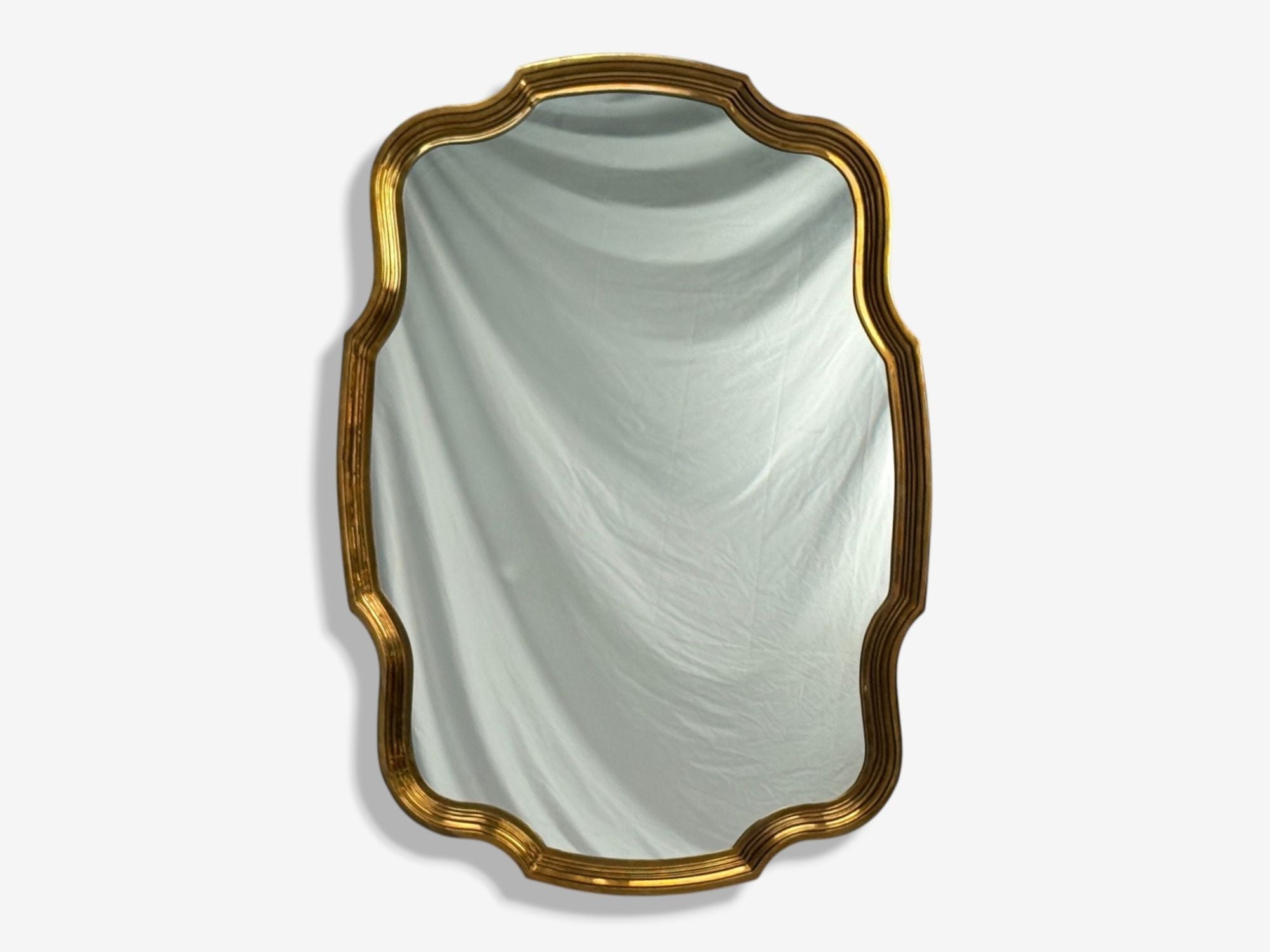 Hollywood Regency Style, Bronze, Scalloped Wall Mirror, USA, 1950s