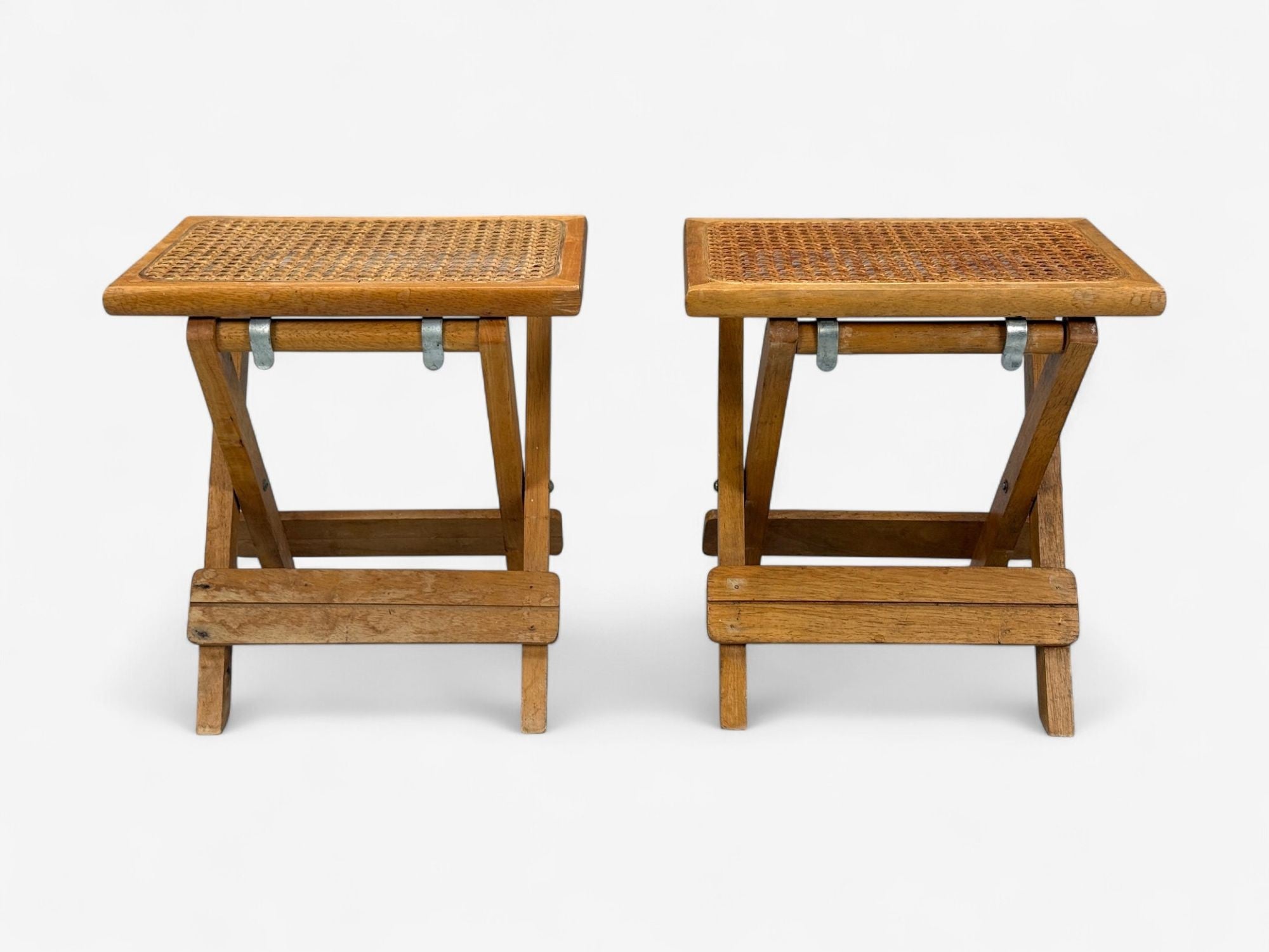 Danish Modern, Oak, Cane, Folding Side Tables, Denmark, 1970s