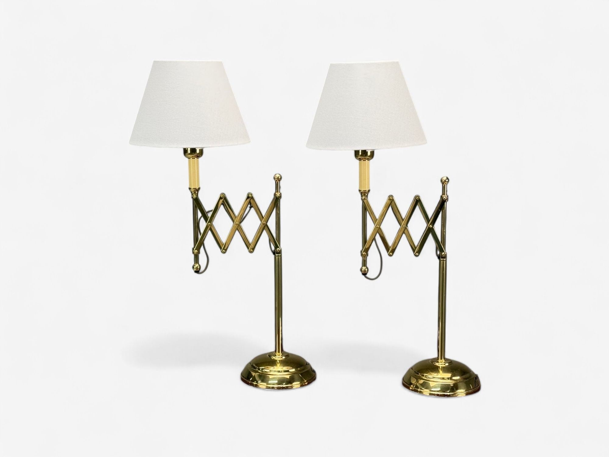 American Modern, Polished Brass, Adjustable Table Lamps, USA, 1980s
