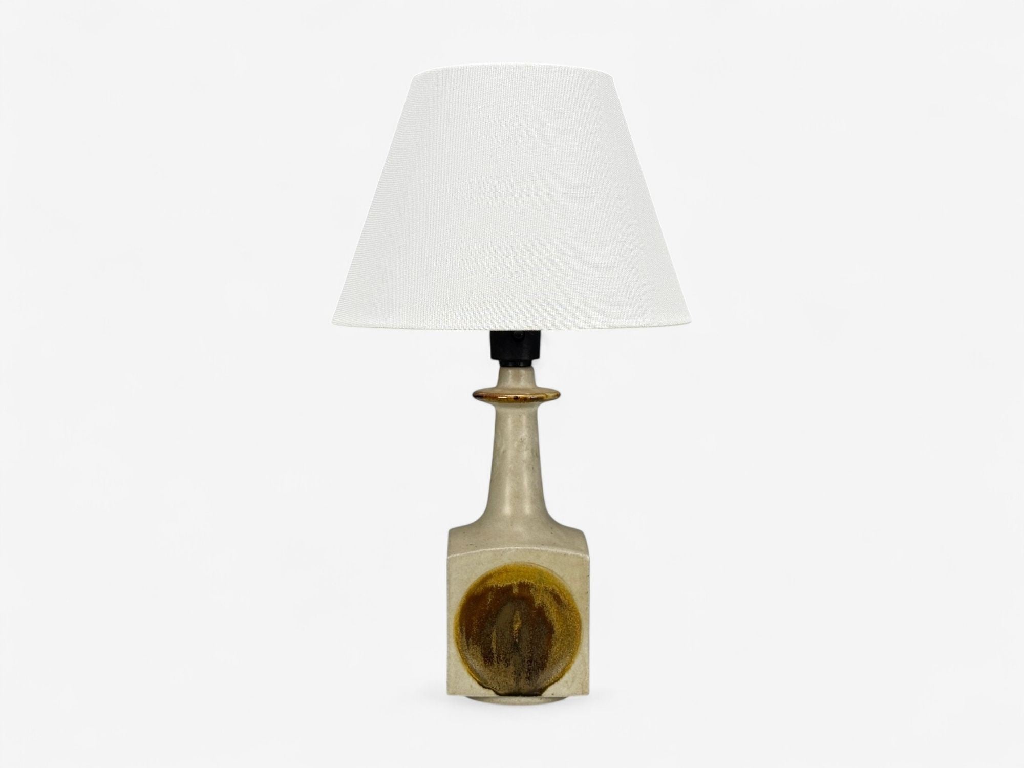 Knabstrup Attribution, Beige Stoneware, Table Lamp, Denmark, 1960s