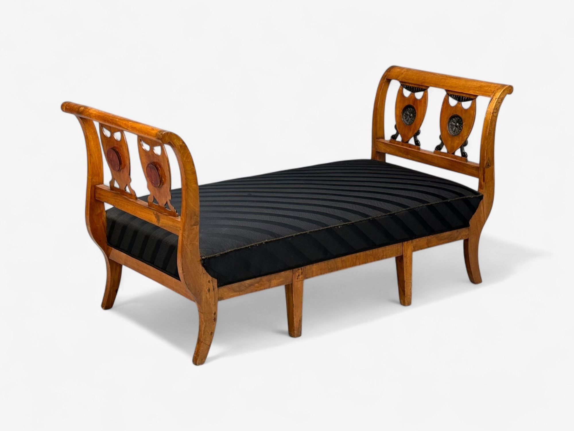 Biedermeier Style, Fruitwood, Black Fabric, Daybed, USA, 19th c.