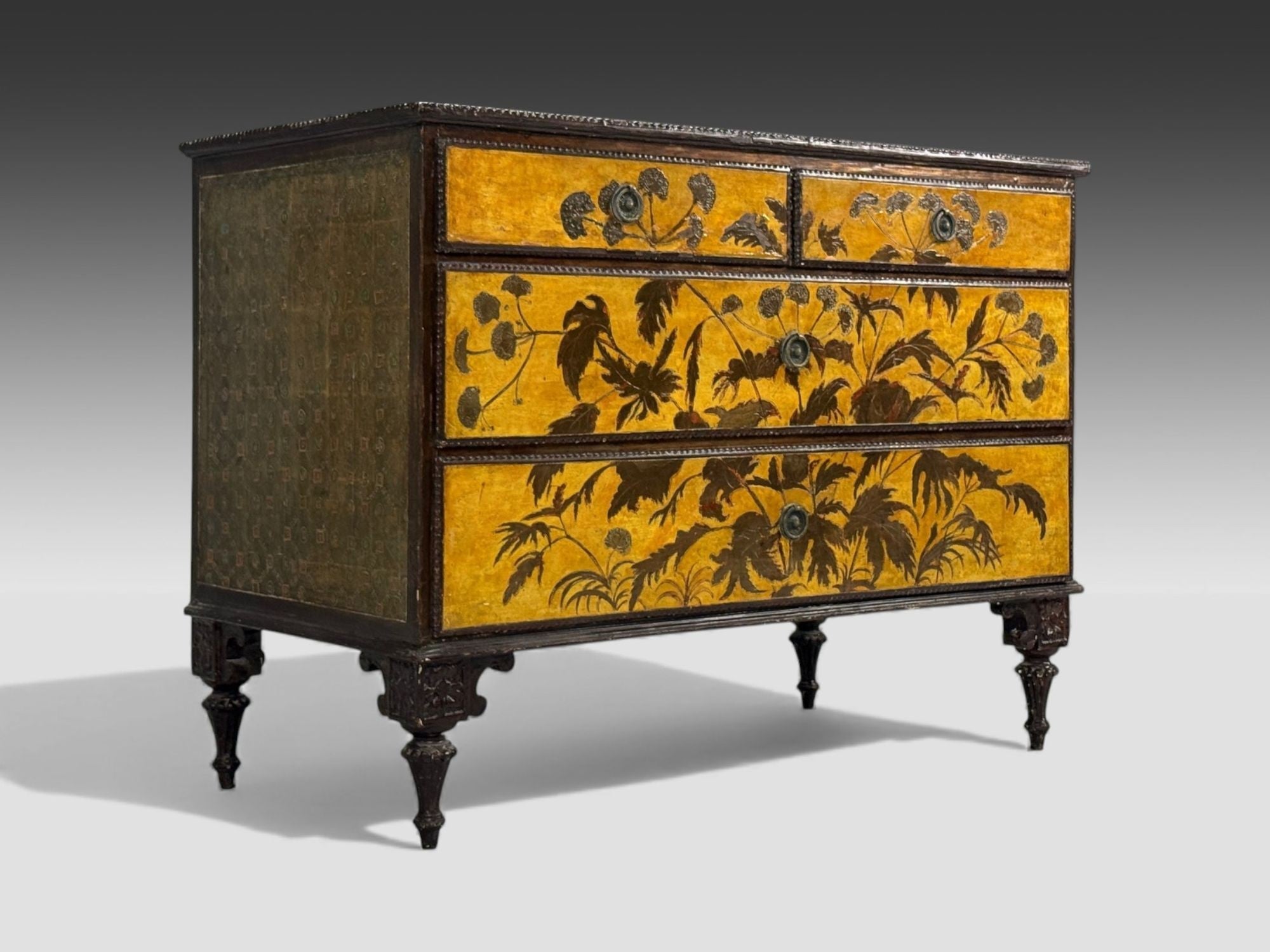 Max Kuehne, Silver Leaf, Painted Wood, Rare Commode, USA, 1950s