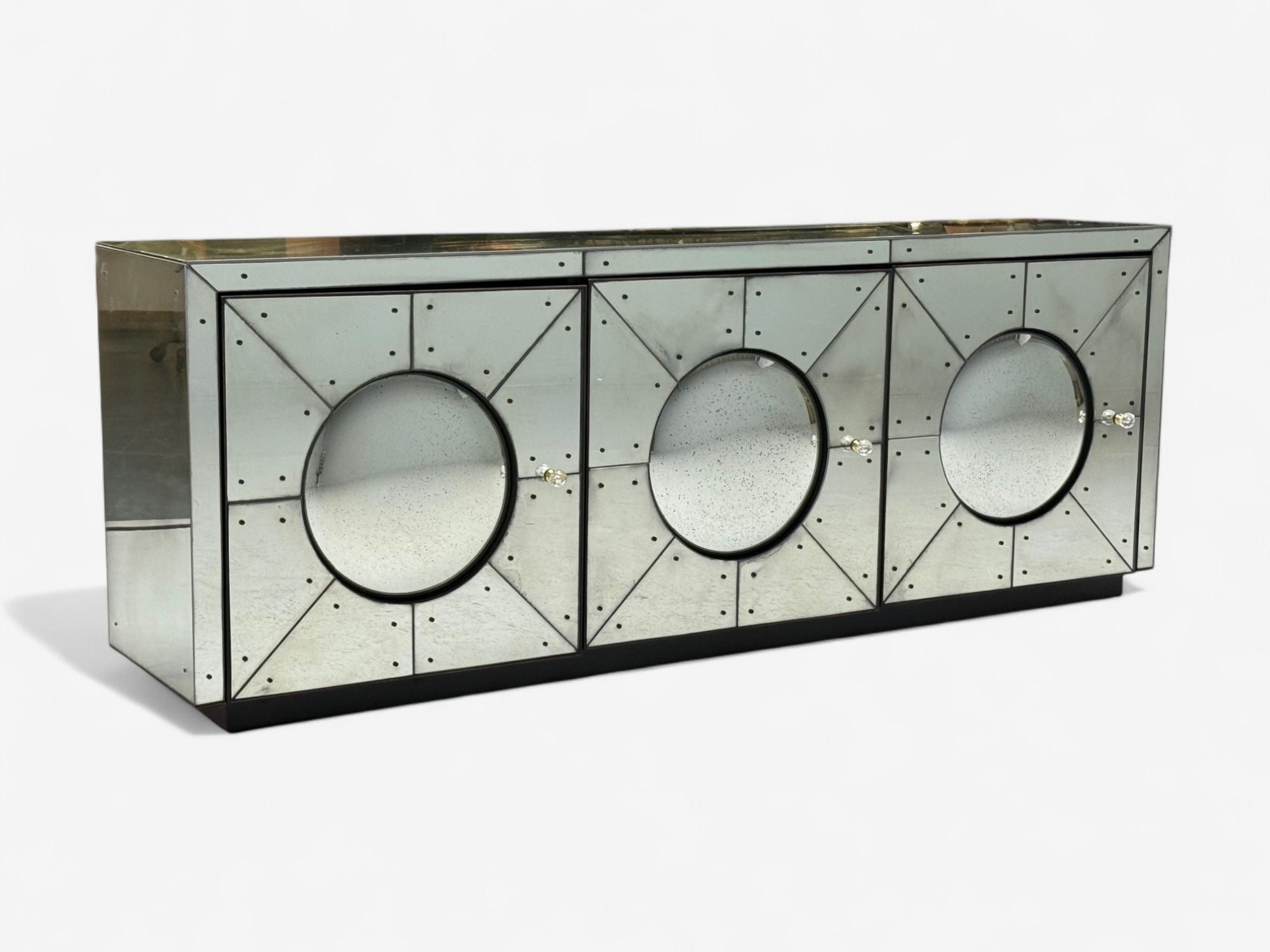 Art Deco Style, Painted Wood, Antique Glass, Mirrored Sideboard or Credenza