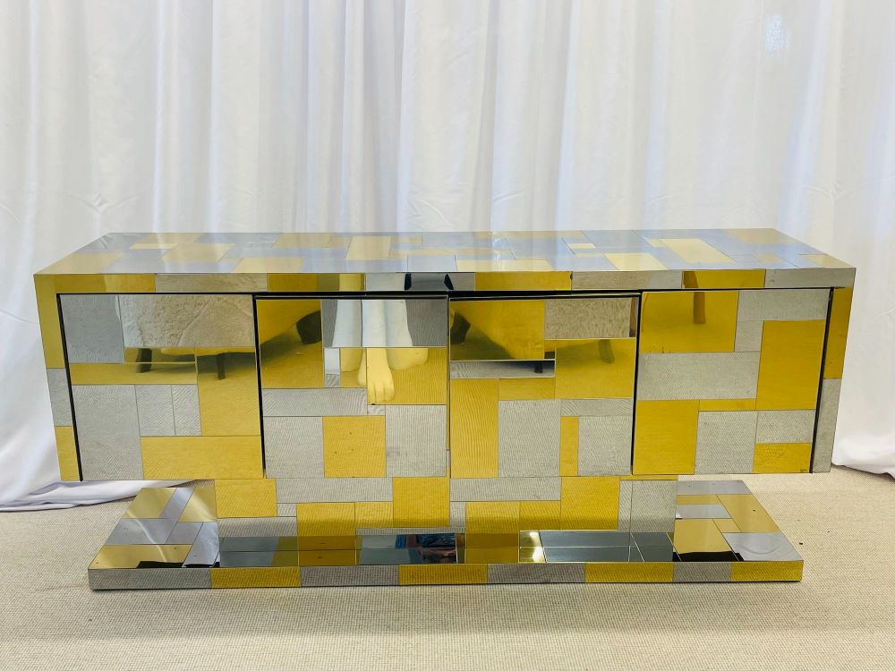 Original Paul Evans Cabinet, Sideboard, Cityscape Brass and Chrome, Signed