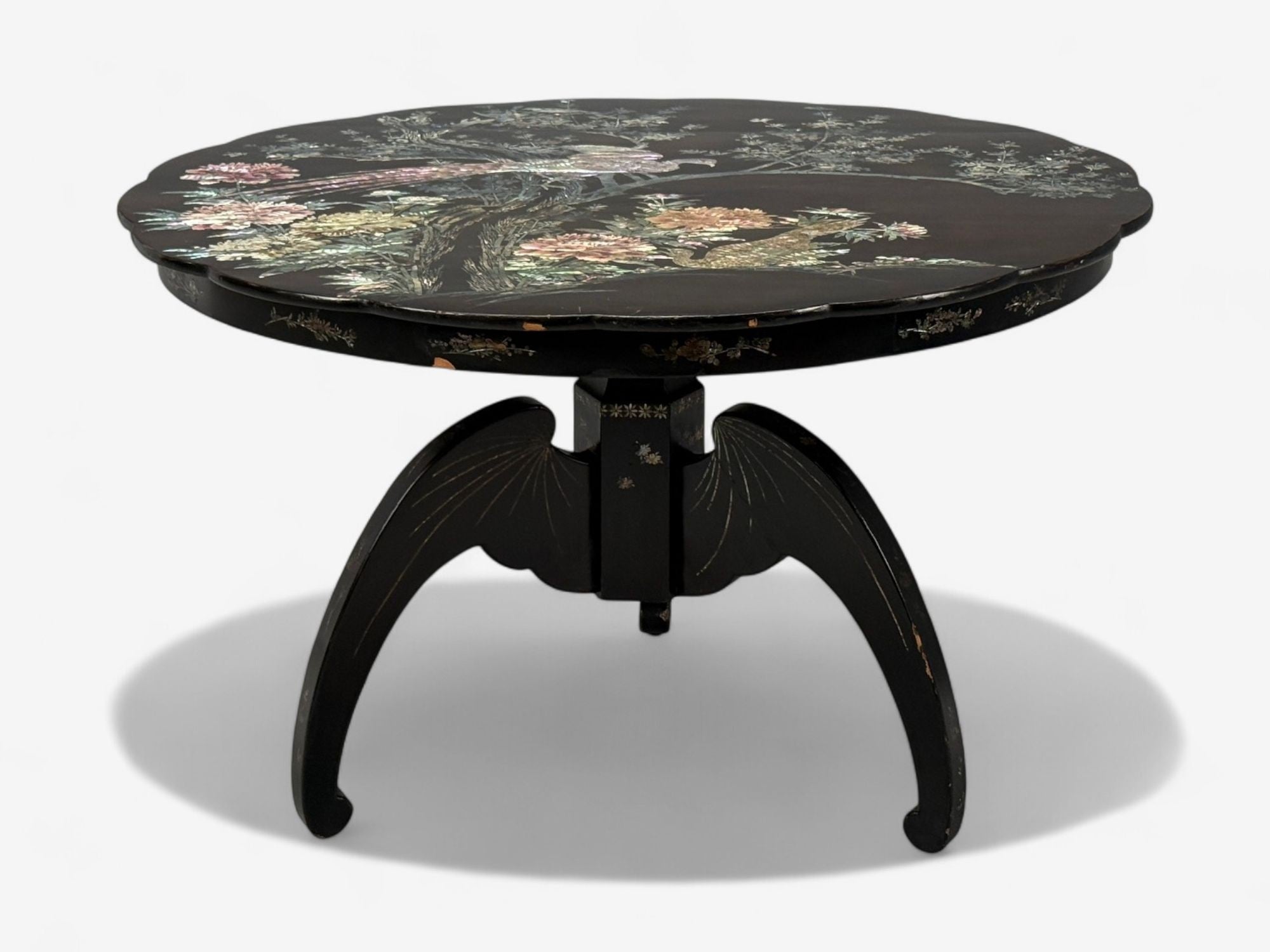 Chinese Export, Ebonized Wood, Mother-of-Pearl, Center Table, China, 1900