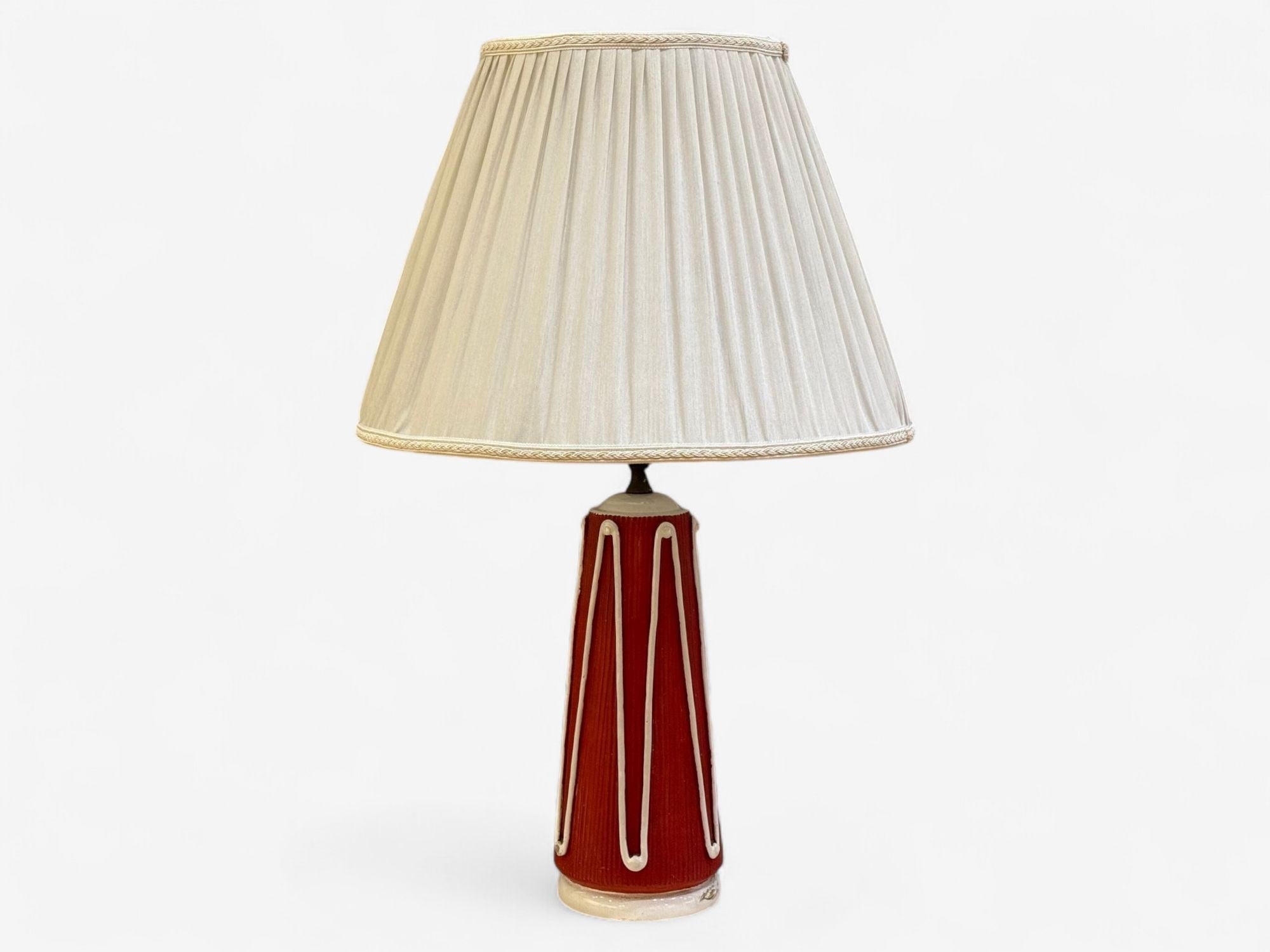 Italian Modern, Red Ceramic, Table Lamp, Italy, 1950s