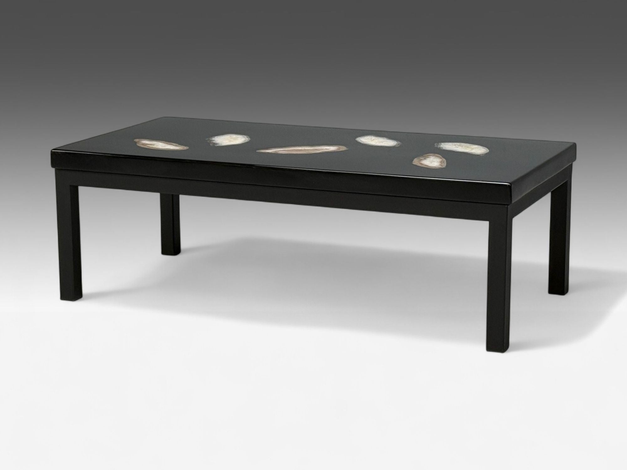 Ado Chale, Black Resin, Agate, Coffee Table, Belgium, 1990s