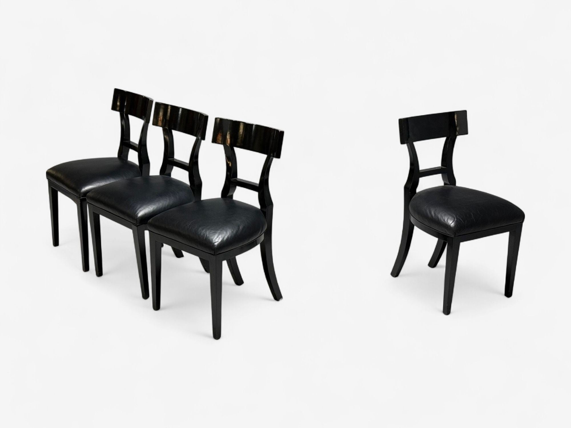 Niedermaier, Ebonized Wood, Leather, Klismos Dining Chairs, USA, 21st C.