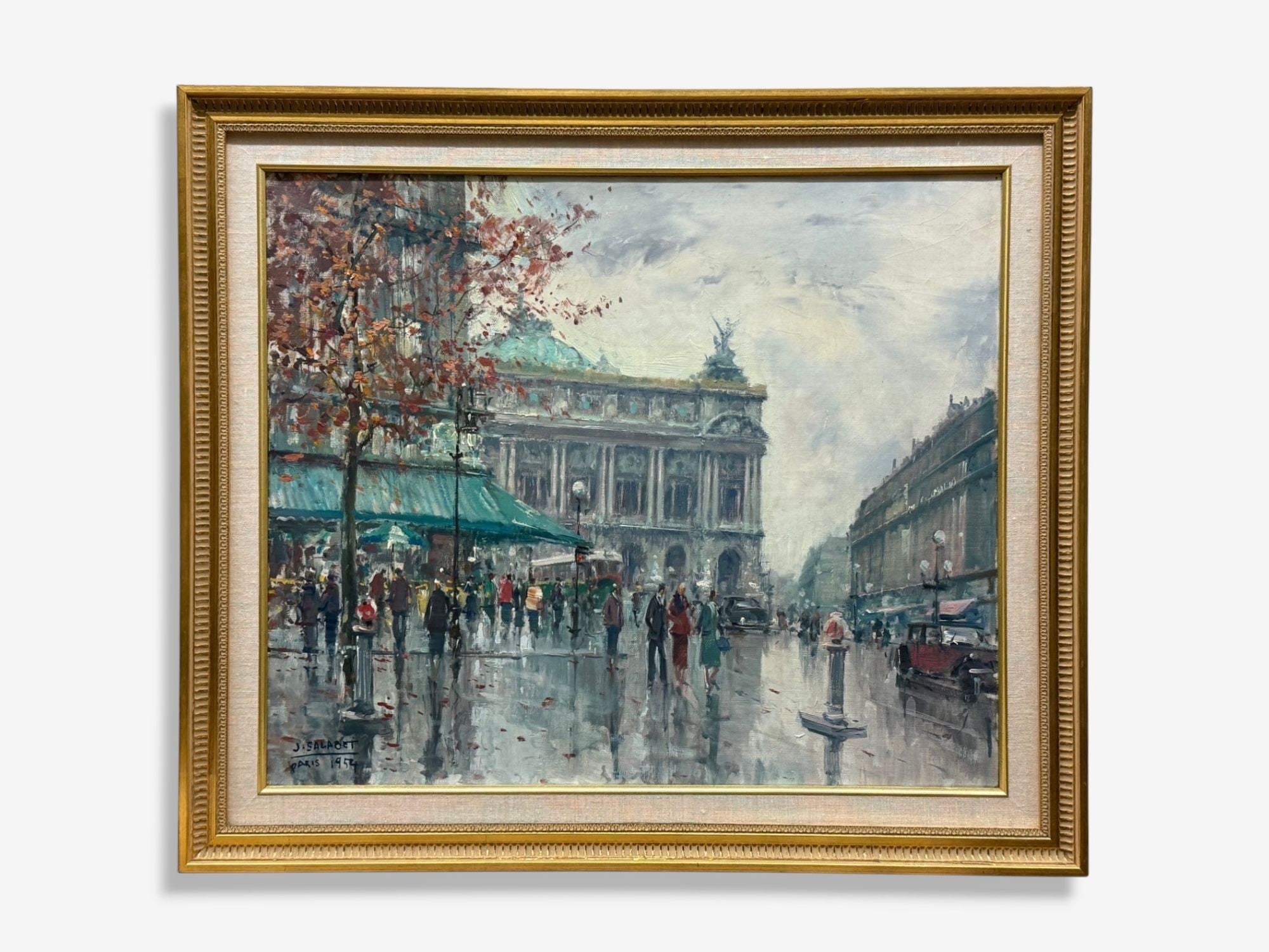 Jean Salabet, Impressionism, Paris Street Scene, Oil on Canvas, France, 1954