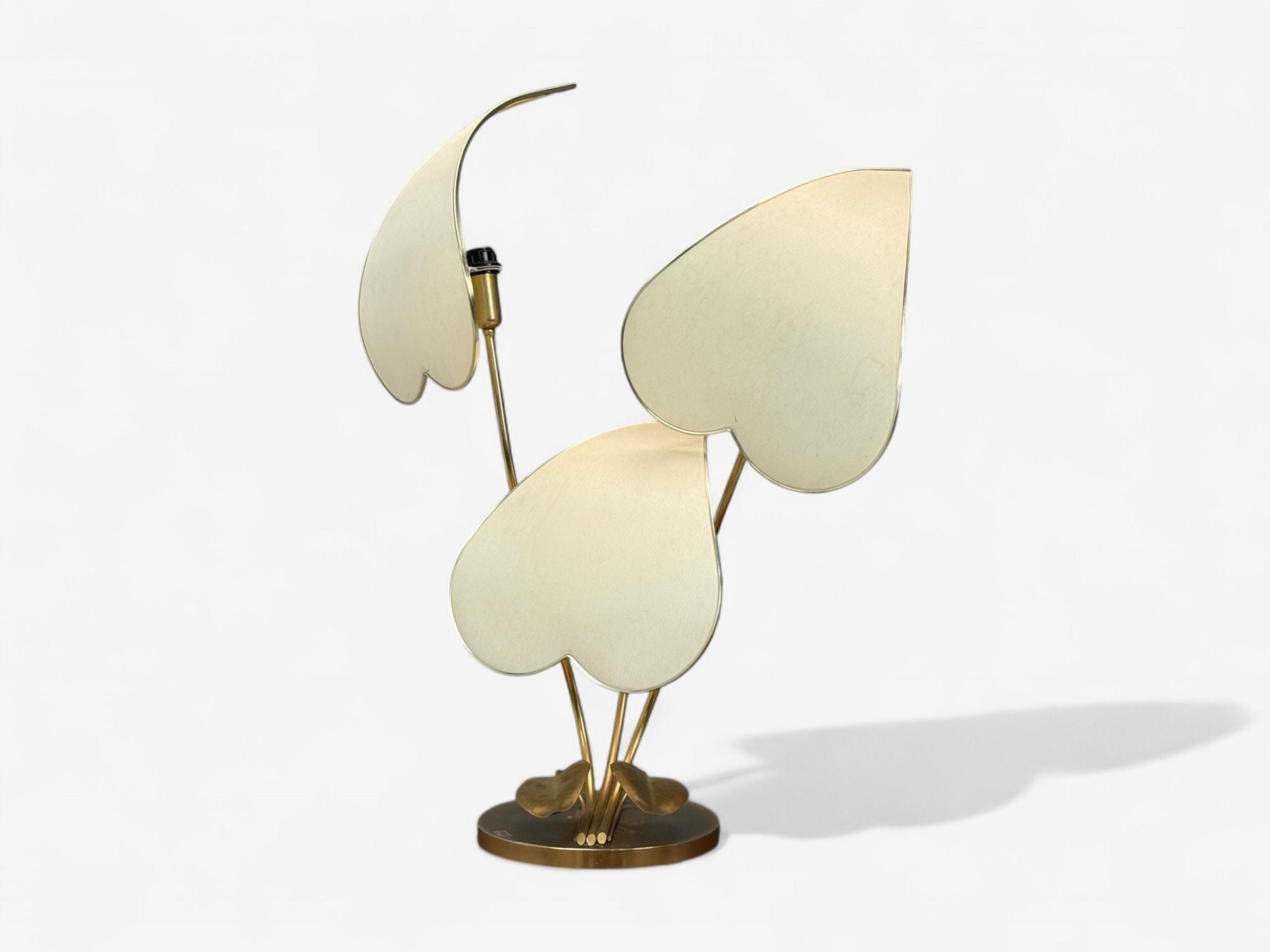 Italian Modern, Gilt Iron, Fabric, Large Table Lamp, Italy, 1970s