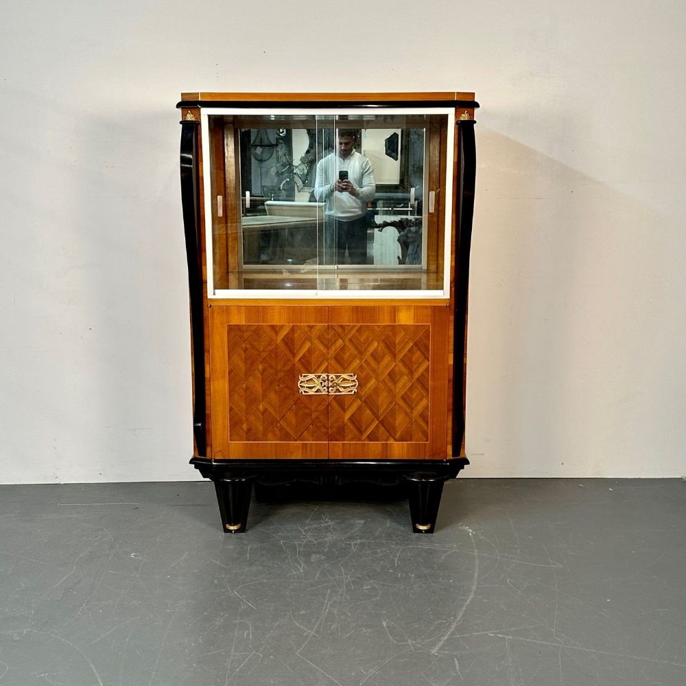 French Art Deco Marquetry Vitrine / Cabinet, Buffet, Jewelers Cabinet,