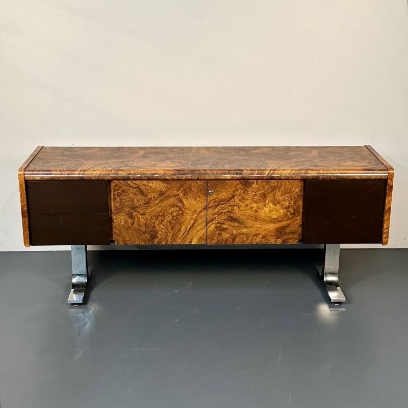 Mid-Century Modern Herman Miller Style Sideboard / Credenza / Cabinet, Burlwood