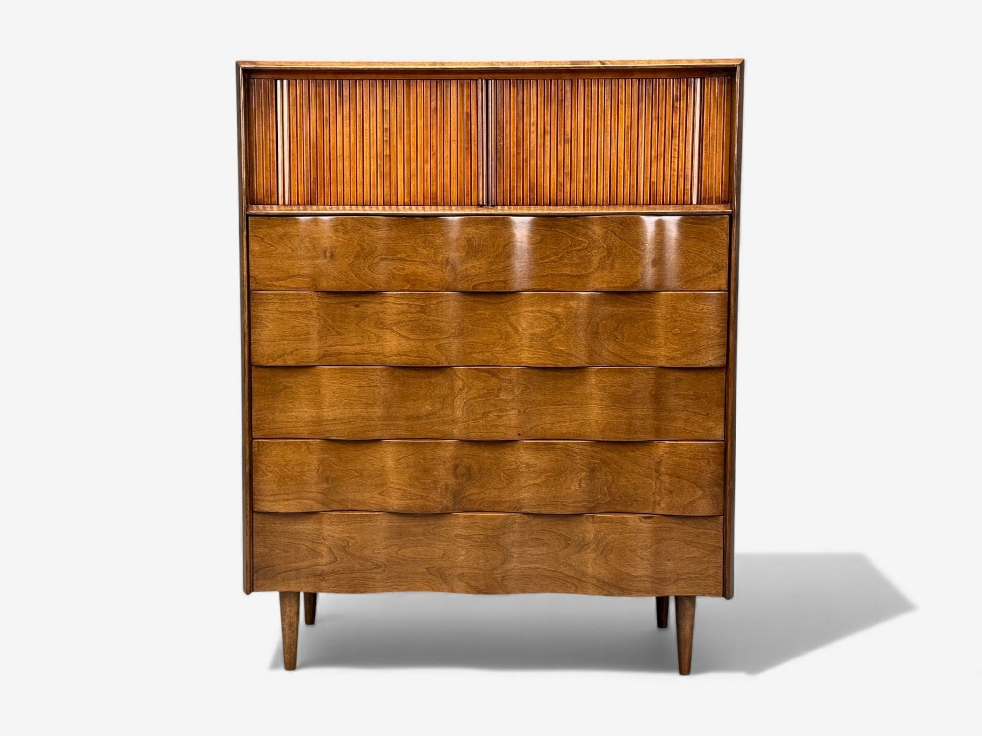 Edmund J Spence, Swedish Modern, Maple, Wave Highboy, Sweden, 1950s