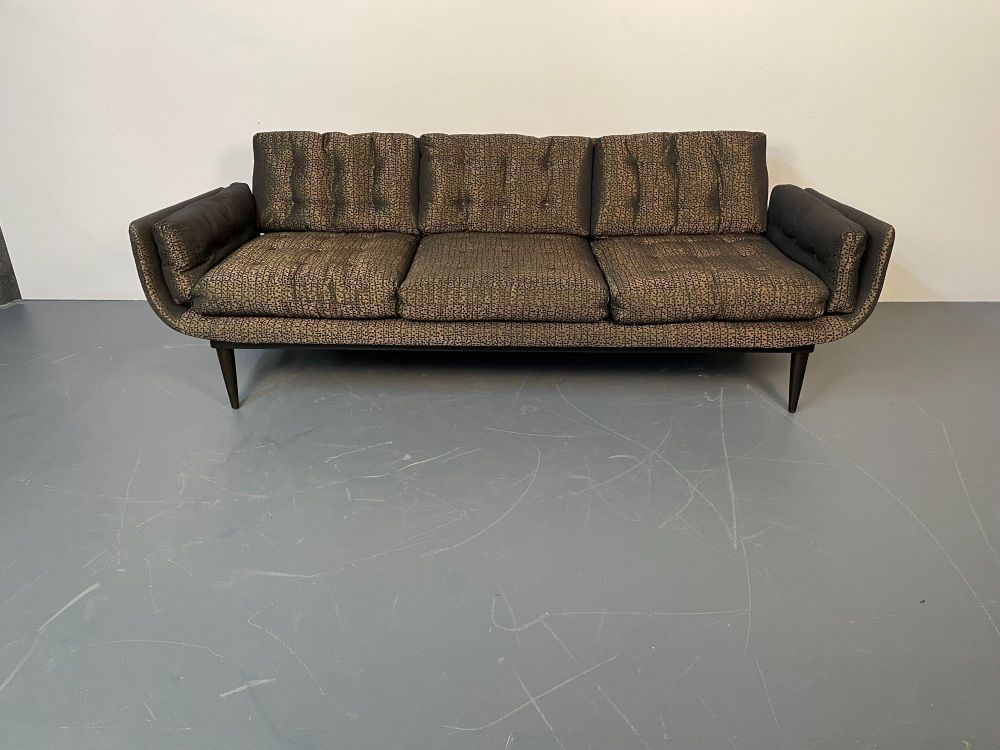 Mid-Century Modern Curved Sofa / Settee, Adrian Pearsall Style, Three-Seater