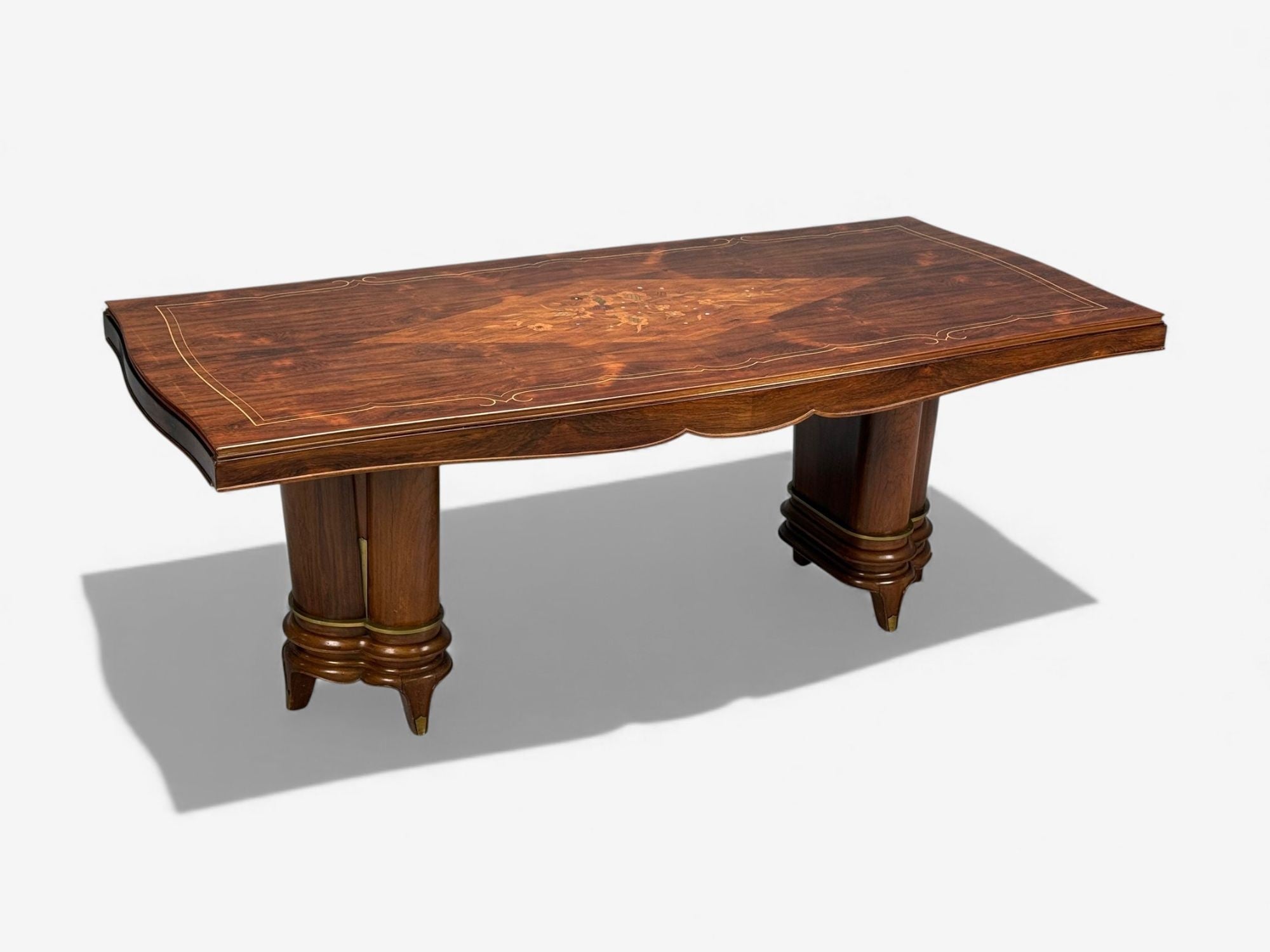 Jules Leleu, French Art Deco, Rosewood, Abalone, Rare Dining Table, France, 1930s