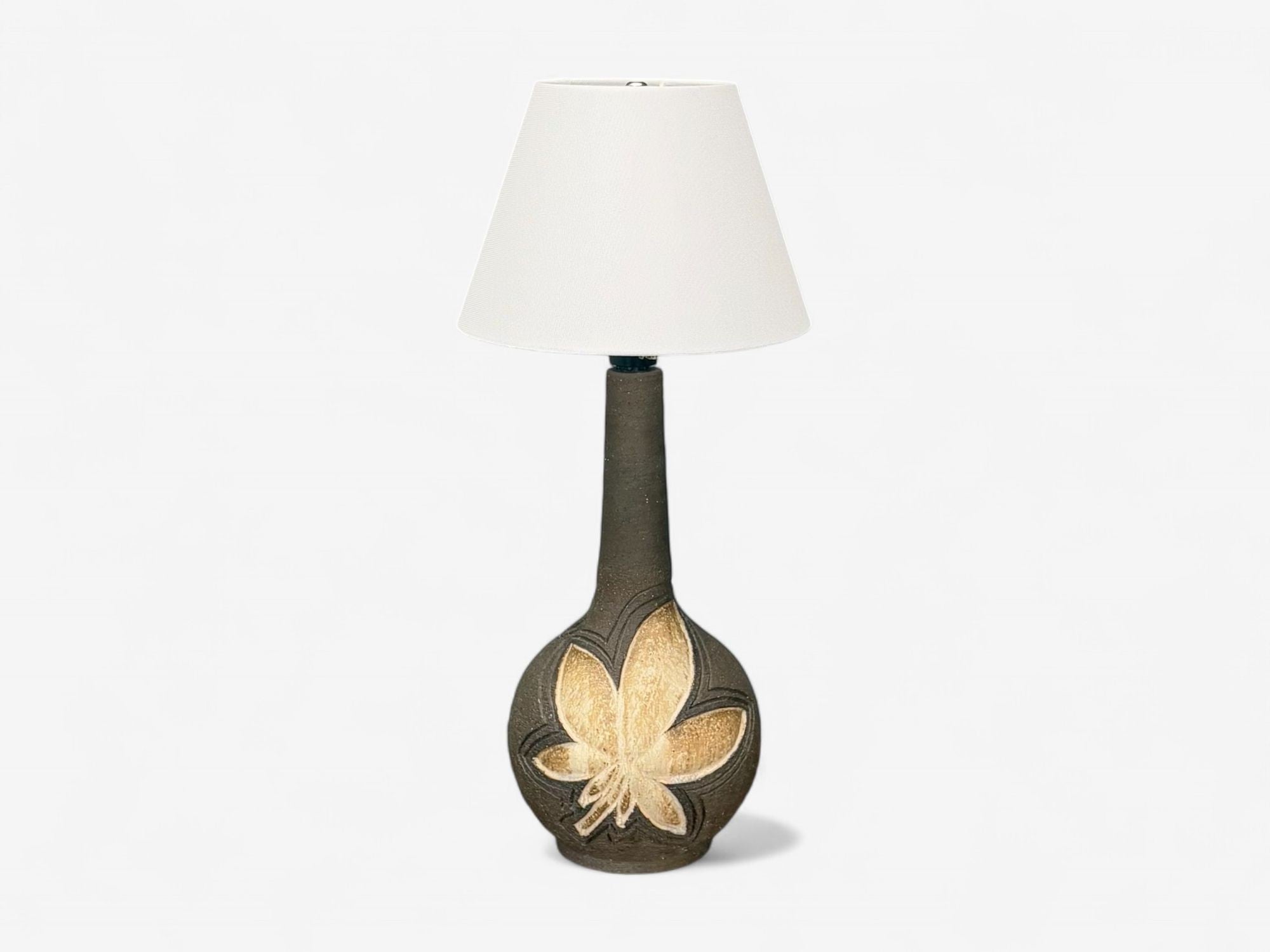 Løvemose Keramik, Brown Stoneware, Table Lamp, Denmark, 1960s