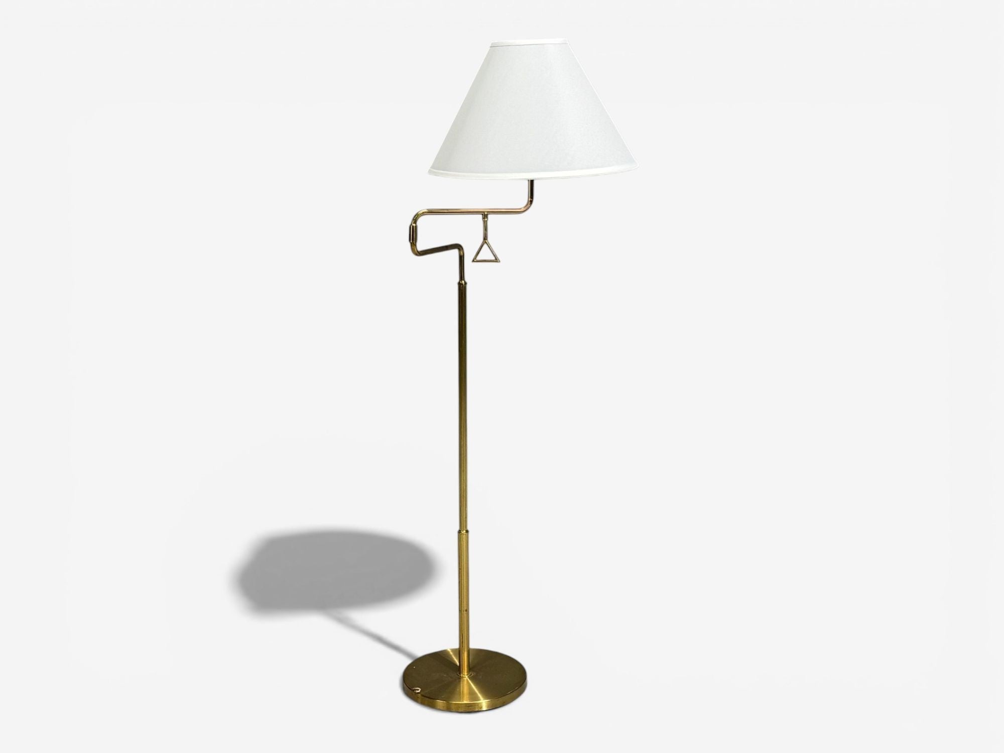 Armaturhantverk Göteborg, Articulating Floor Lamp, Brass, Fabric, Sweden, 1960s