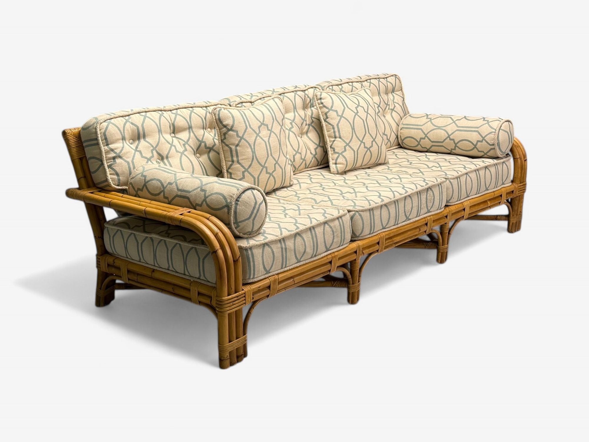 Bielecky Brothers, Modern, Large Three Seater Sofa, Rattan, Bamboo, USA, 21st C.