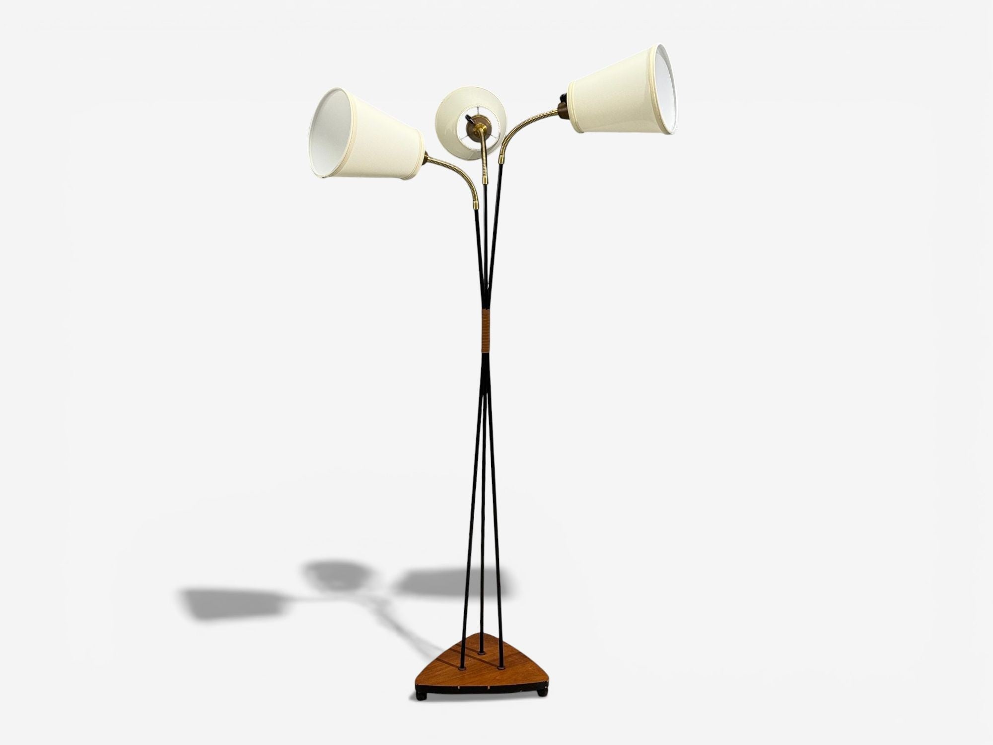 Swedish Modern, Adjustable Floor Lamp, Teak, Lacquered Metal, Sweden, 1960s