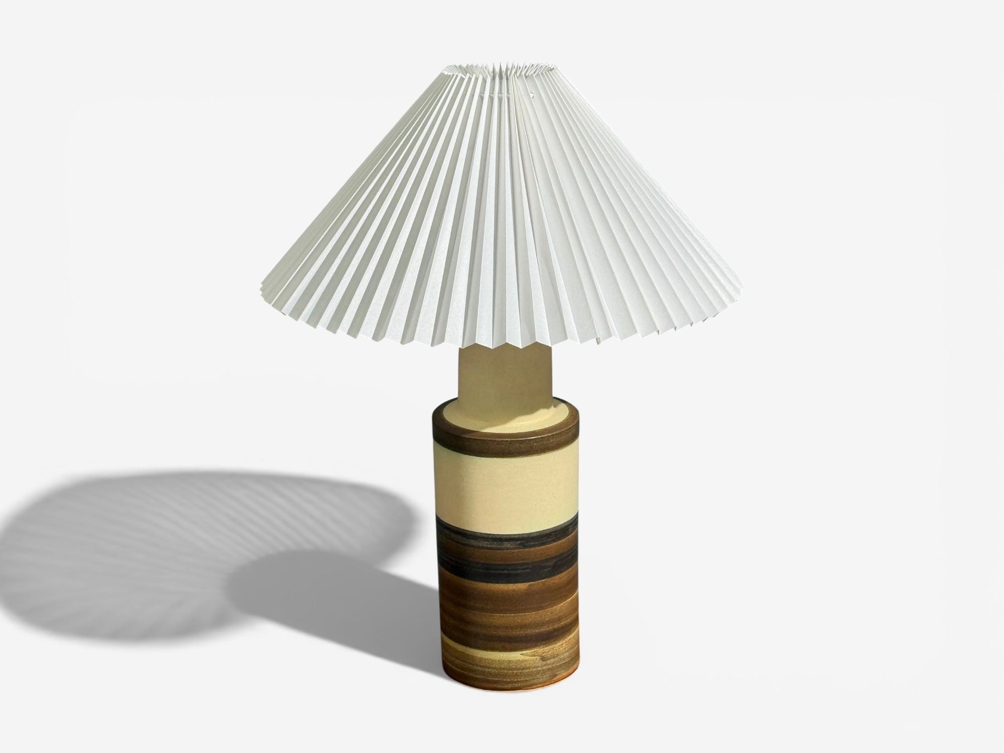 Eriksen Keramik, Large Table Lamp, Beige Stoneware, Denmark, 1970s
