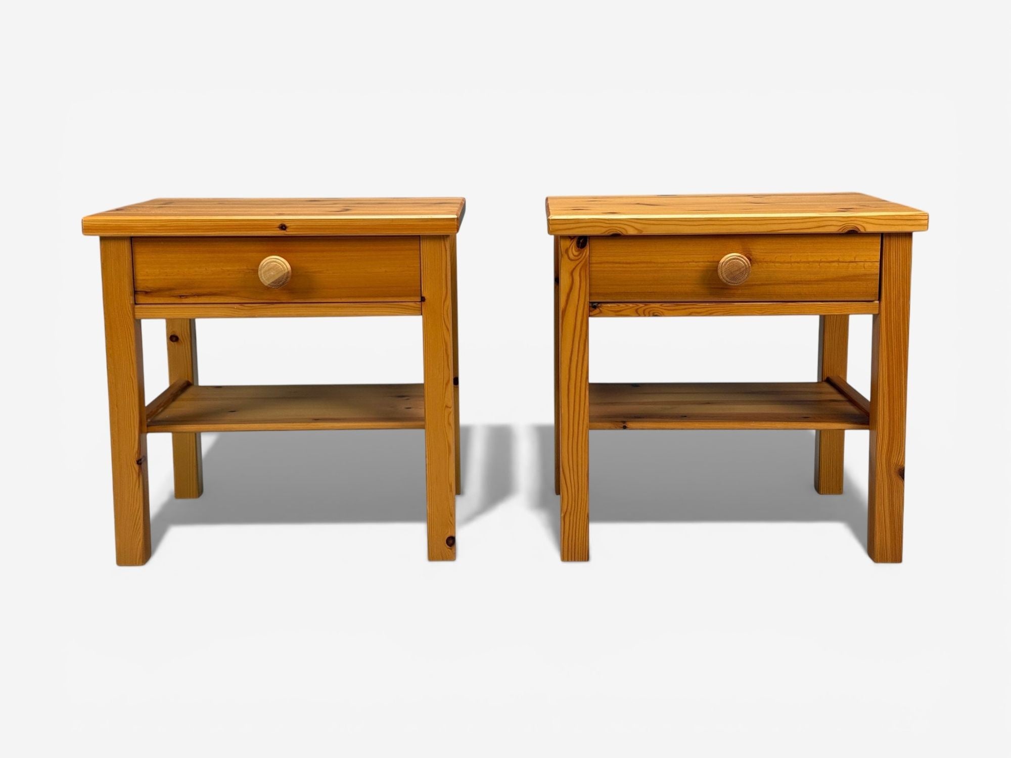 Swedish Modern, Nightstands, Pine, Sweden, 1970s
