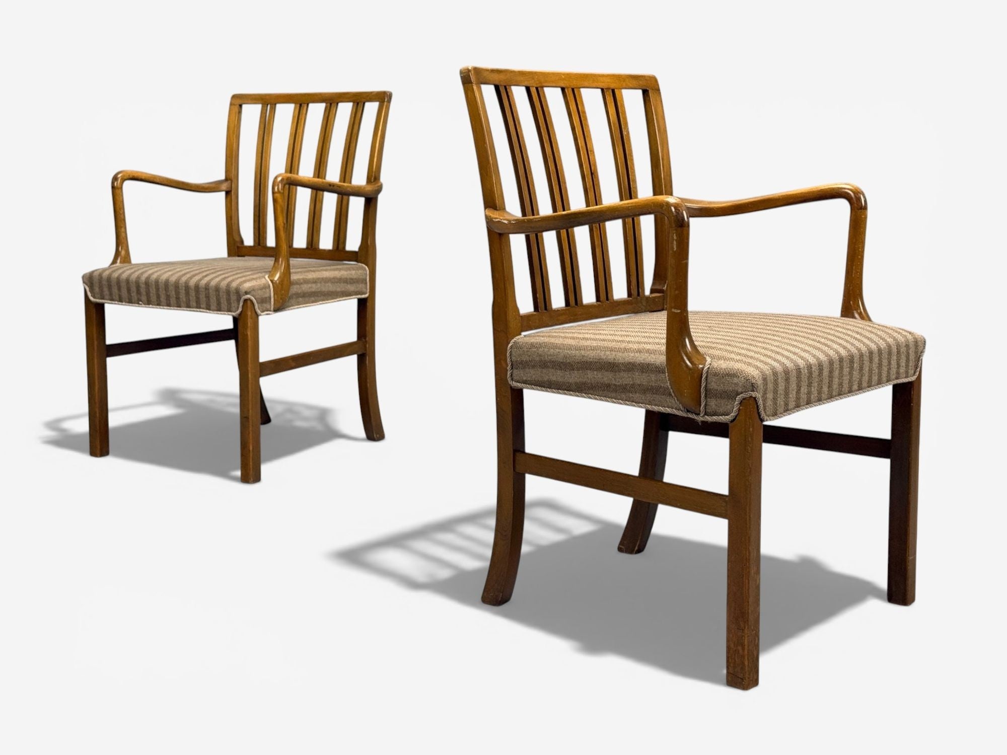 Ole Wanscher, Armchairs, Beech, Fabric, Denmark, 1940s