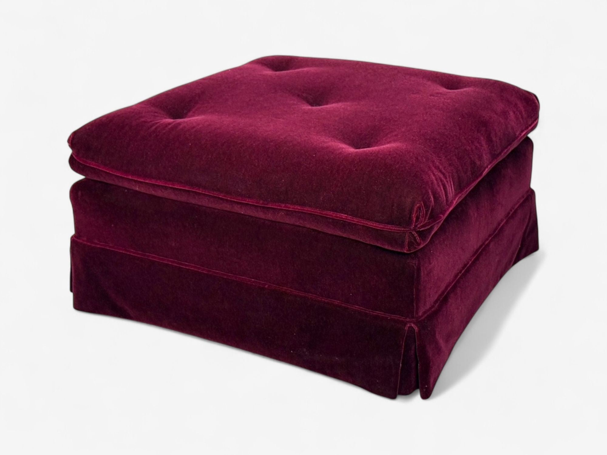 Traditional, Aubergene Mohair, Rolling Ottoman, England, 1970s
