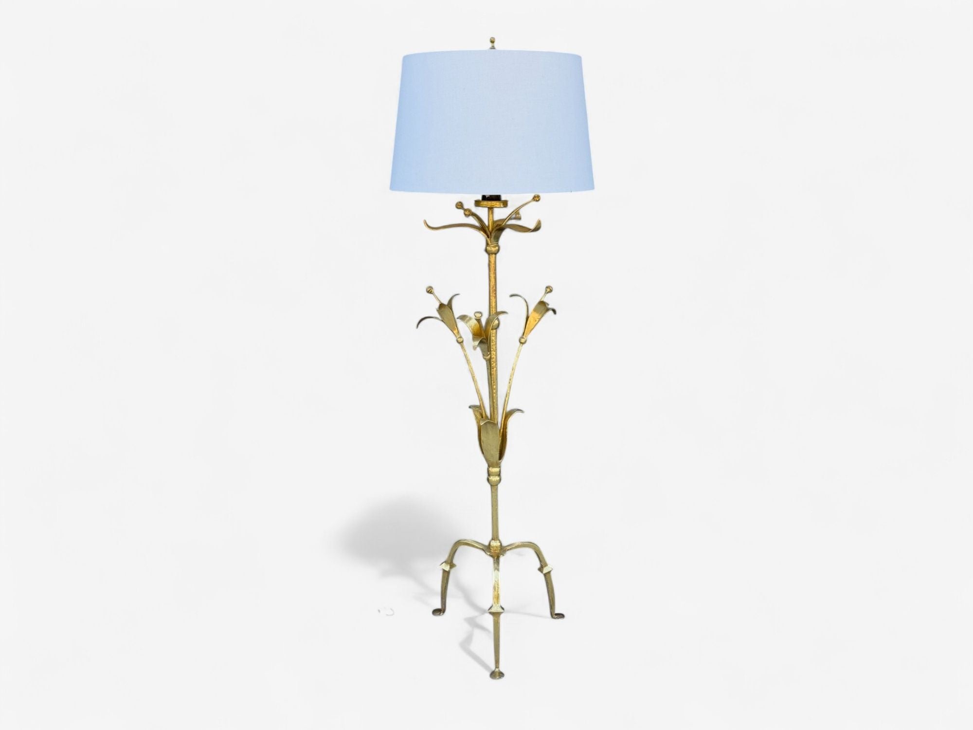 Hollywood Regency, Gilt Metal, Floral Floor Lamp, France, 1960s