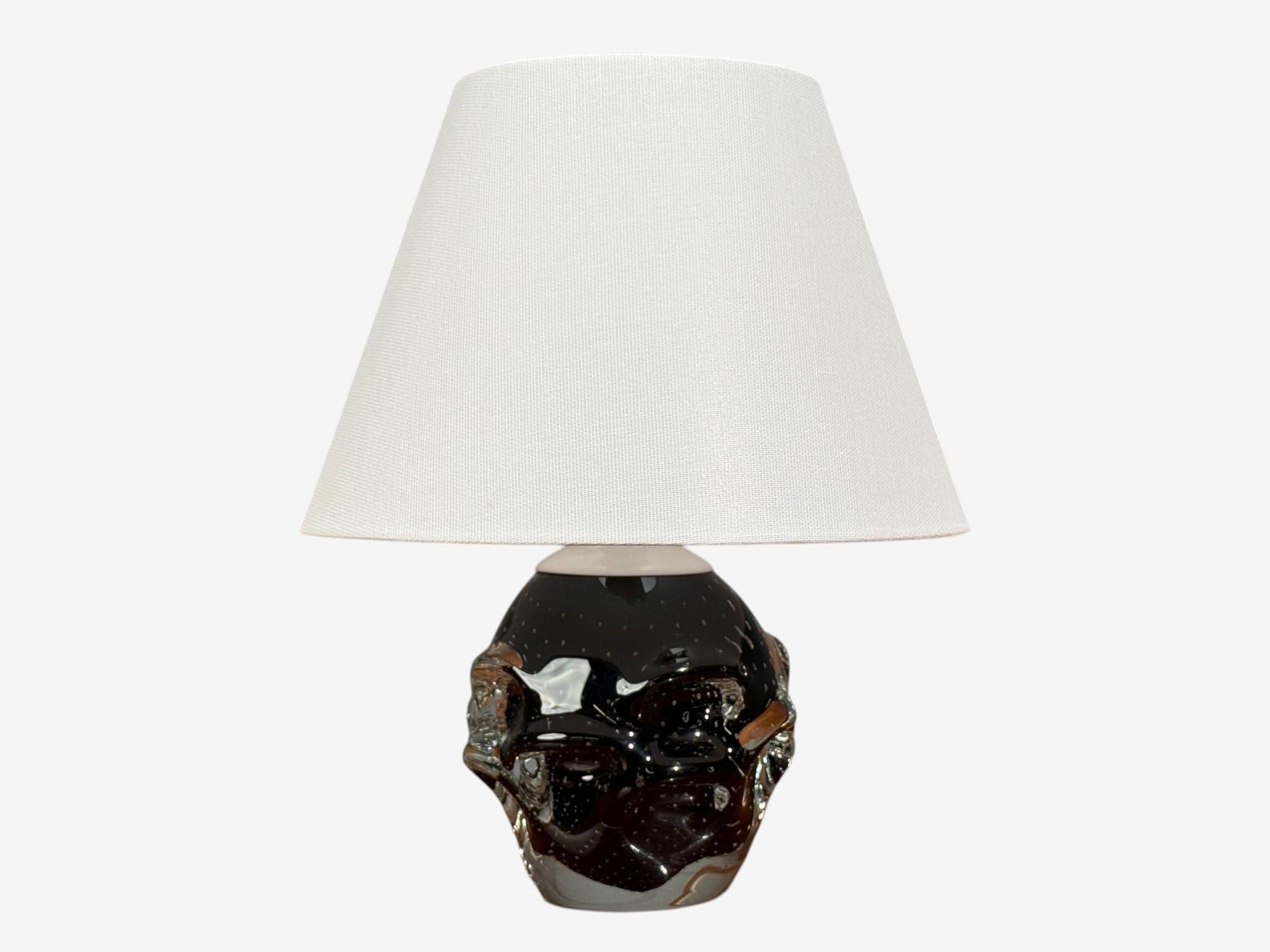 Kosta, Small Table Lamp, Black Glass, Sweden, 1950s