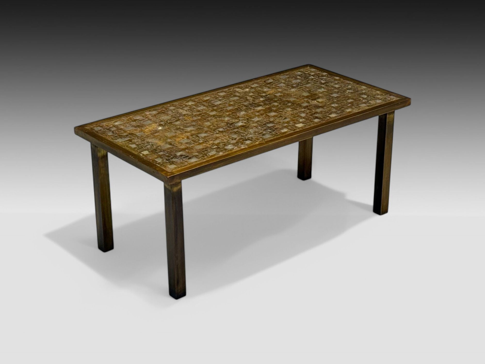 Philip & Kelvin LaVerne, Mid-Century, Etched Bronze Fantasia Coffee Table, 1960s