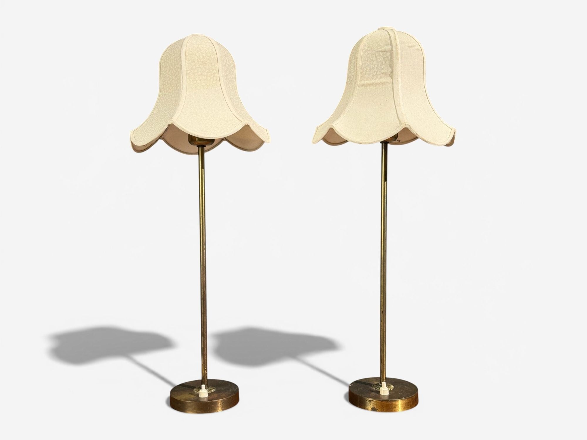 BABO, Table Lamps, Brass, Fabric, Sweden, 1900s