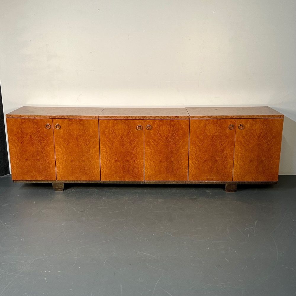 Peter Marino Modern Sideboard or Cabinet in Maple, Marble and Brass, Monumental