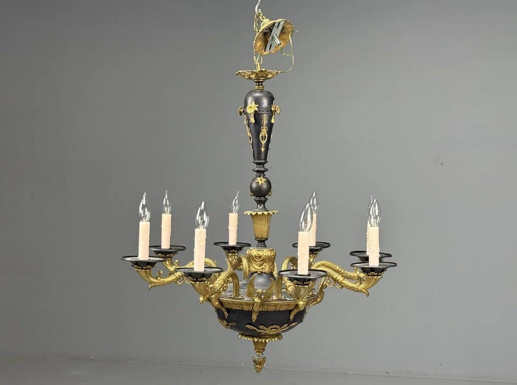Federal Style, Chandelier, Bronze, Ebony, Europe, 1960s