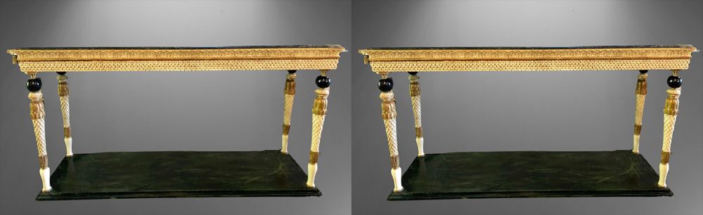 Pair of Neoclassical Style Marble-Top Consoles Attributed to Maison Jansen