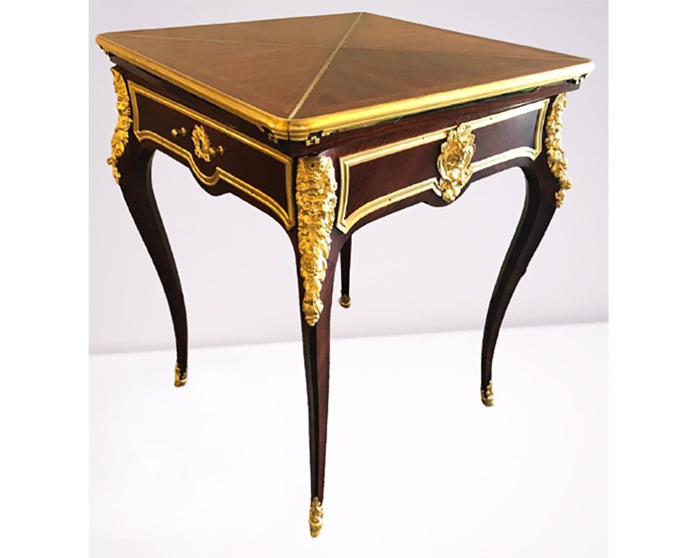 19th Century French Ormolu Folding Card Envelope Table, Signed P. Sormani