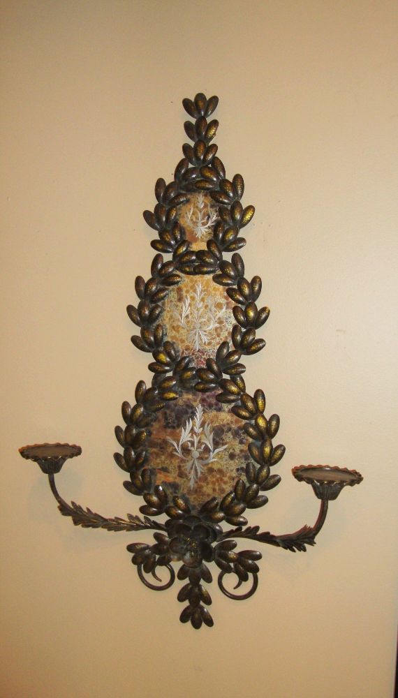 Pair of Mirrored and Metal Candle Sconces