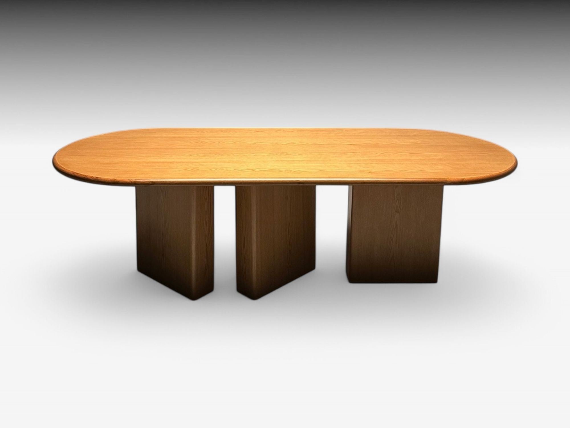 Organic Modern, Solid Oak, Handcrafted Pedestal Oval Dining Table, 21st C.