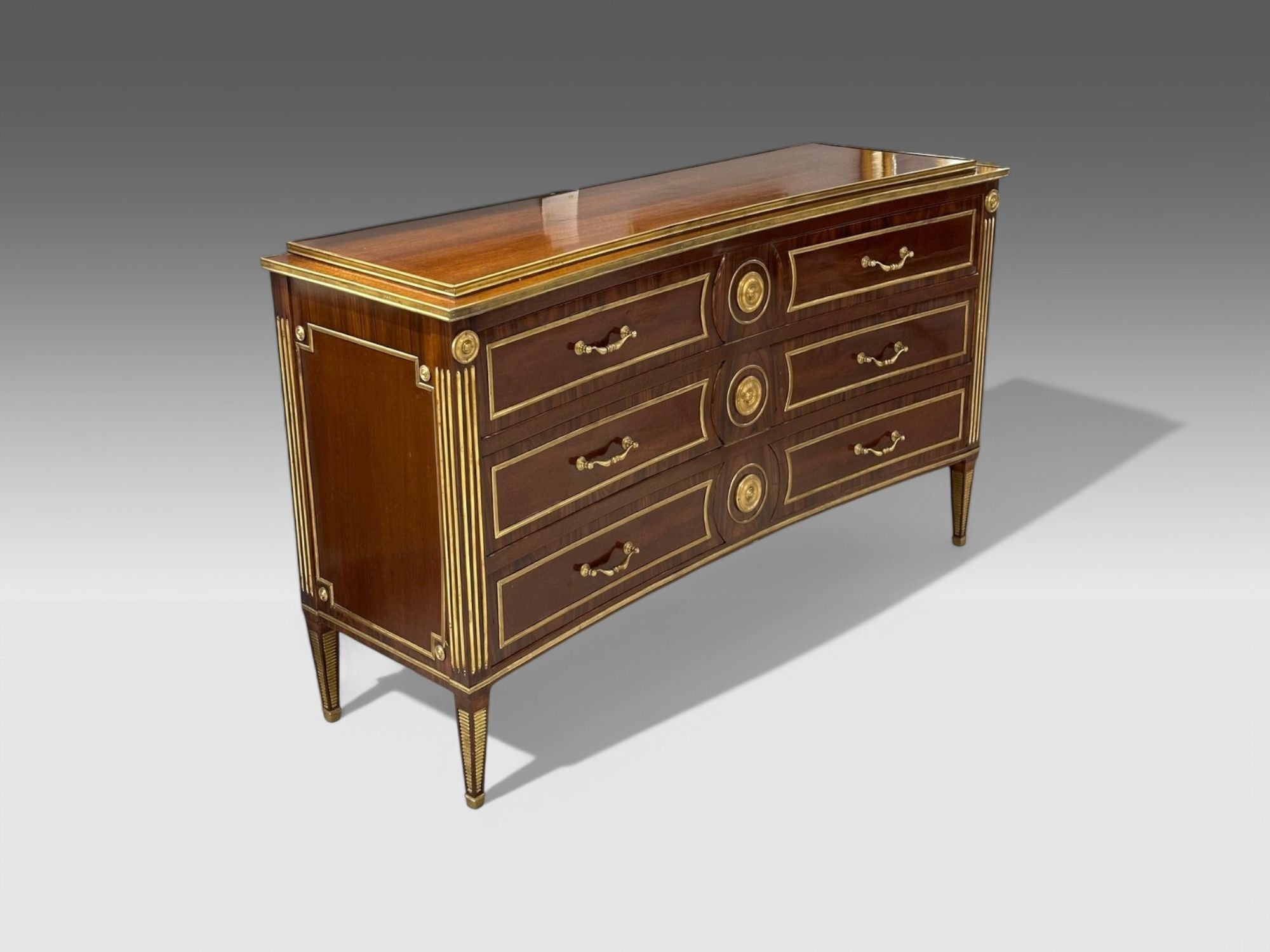Maison Jansen Style, Russian Neoclassical, Large Commode, Mahogany, Bronze