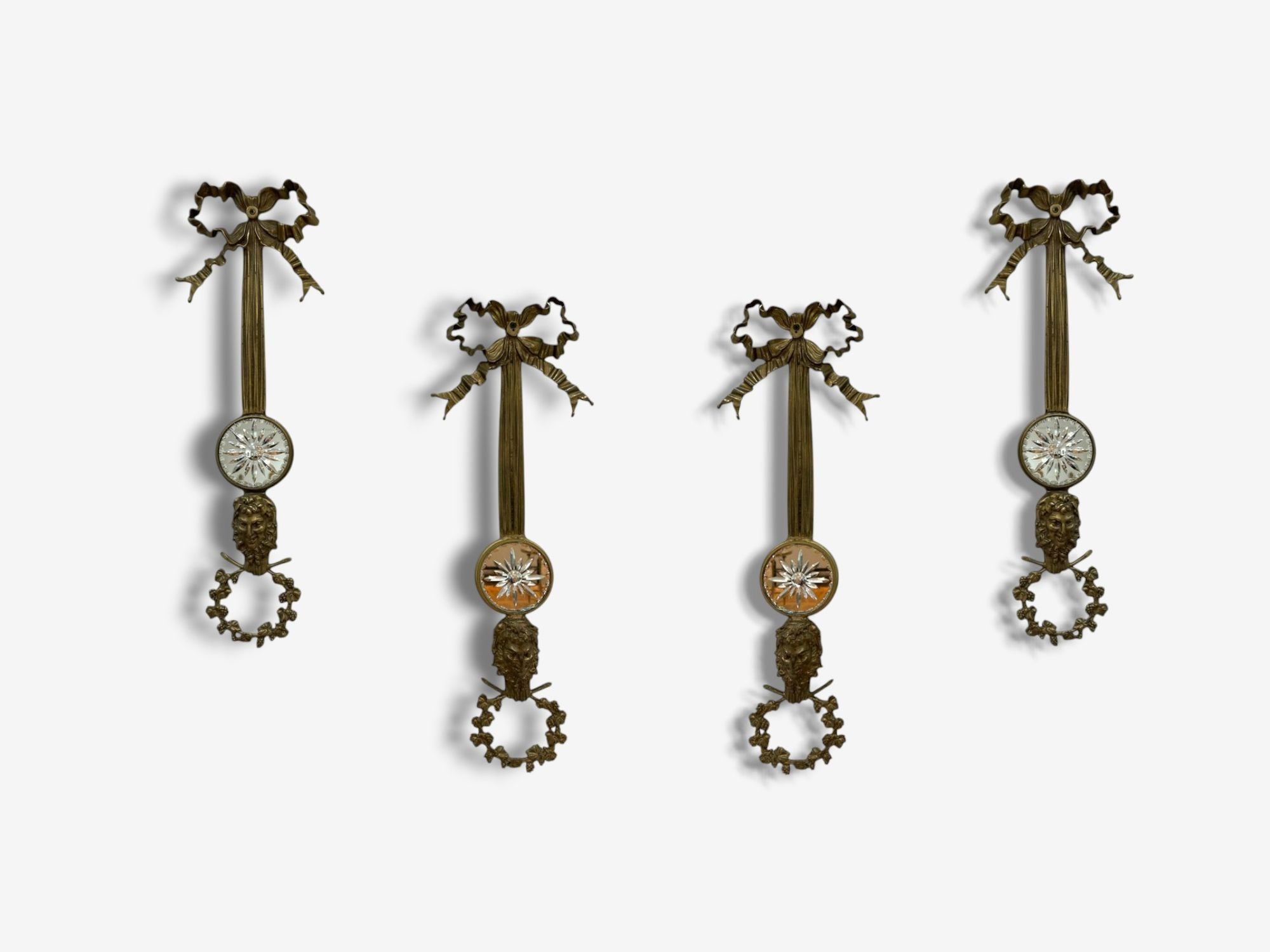 Louis XVI Style, Bronze, Mirror, Four Wall Appliques, France, 19th C.