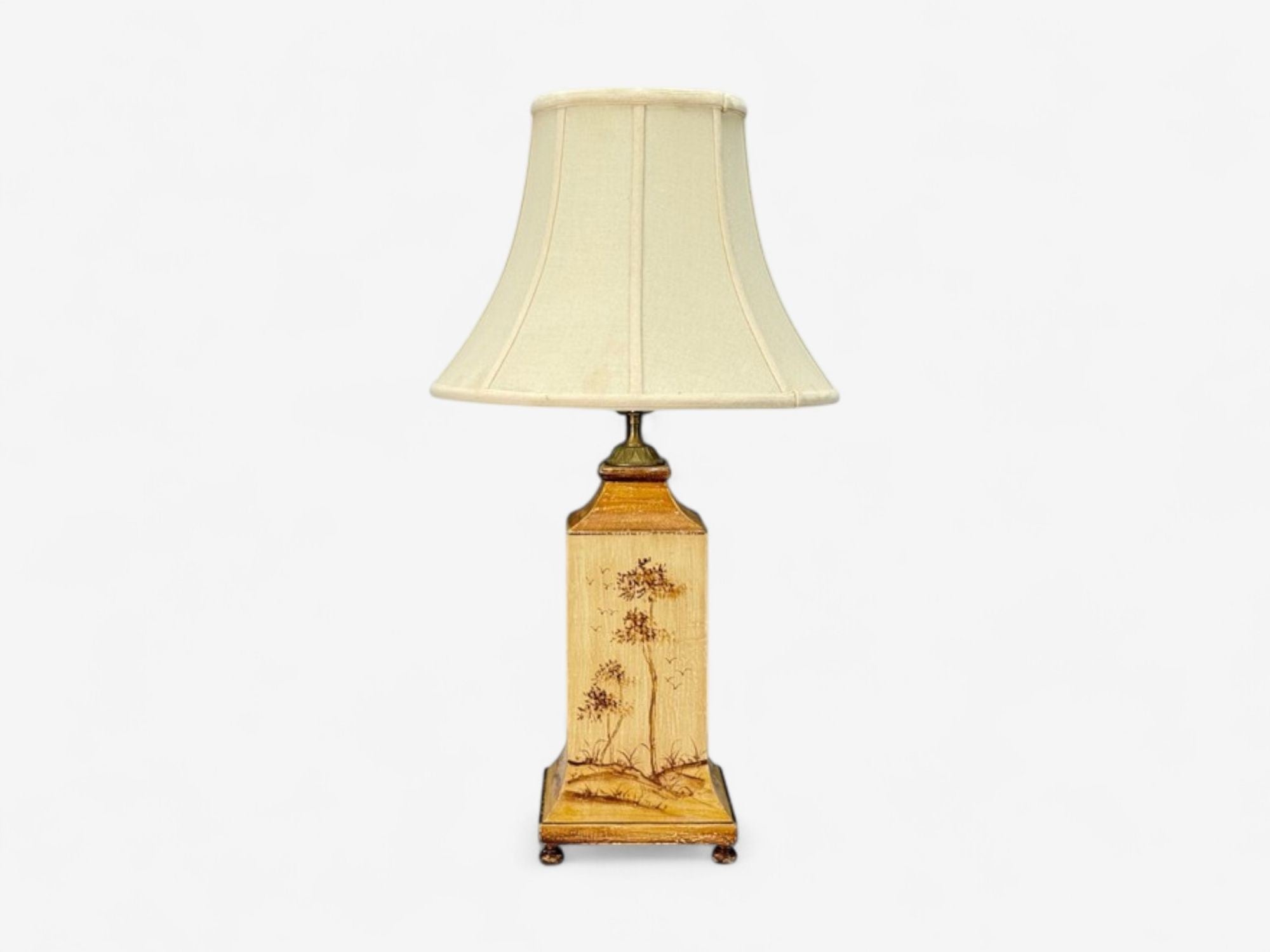 Chinoiserie, Painted Wood, Brass, Table Lamp, USA, 1960s