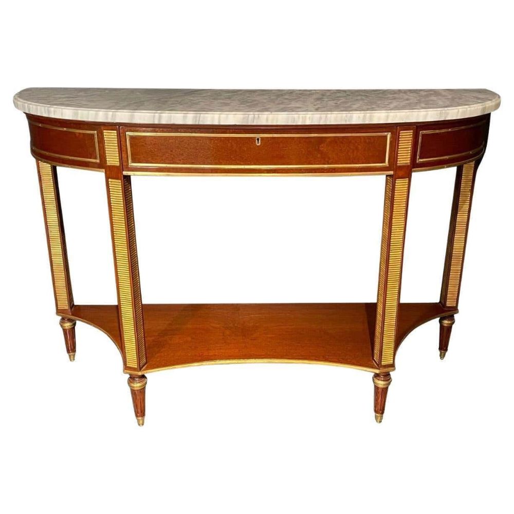 Pair of Russian Neoclassical Consoles / Sofa Table or Sideboard, Demilune