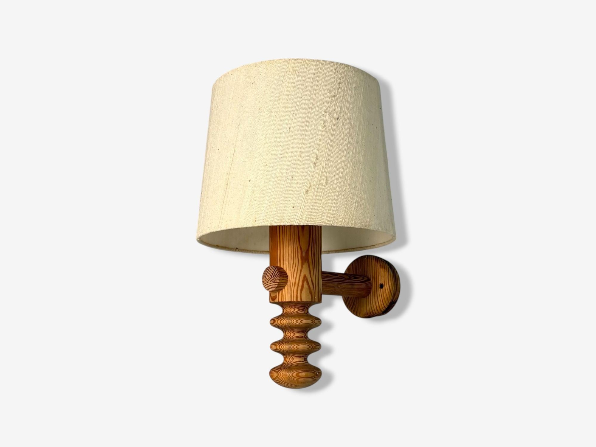 Uno Kristiansson, Swedish Modern, Pine, Fabric, Wall Sconce, Sweden, 1970s