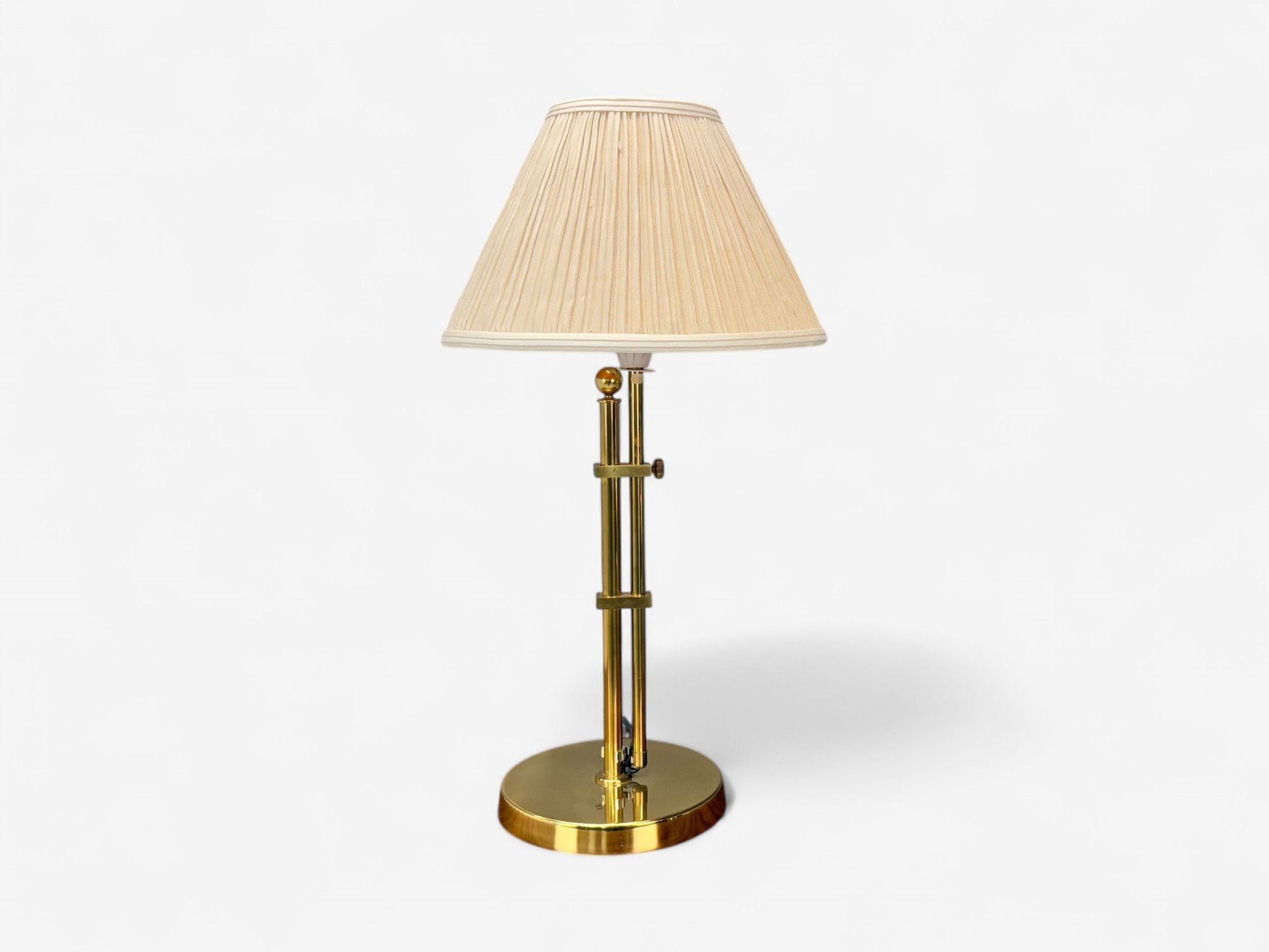Bergboms, Swedish Modern, Brass, Fabric, Adjustable Table Lamp, Sweden, 1980s